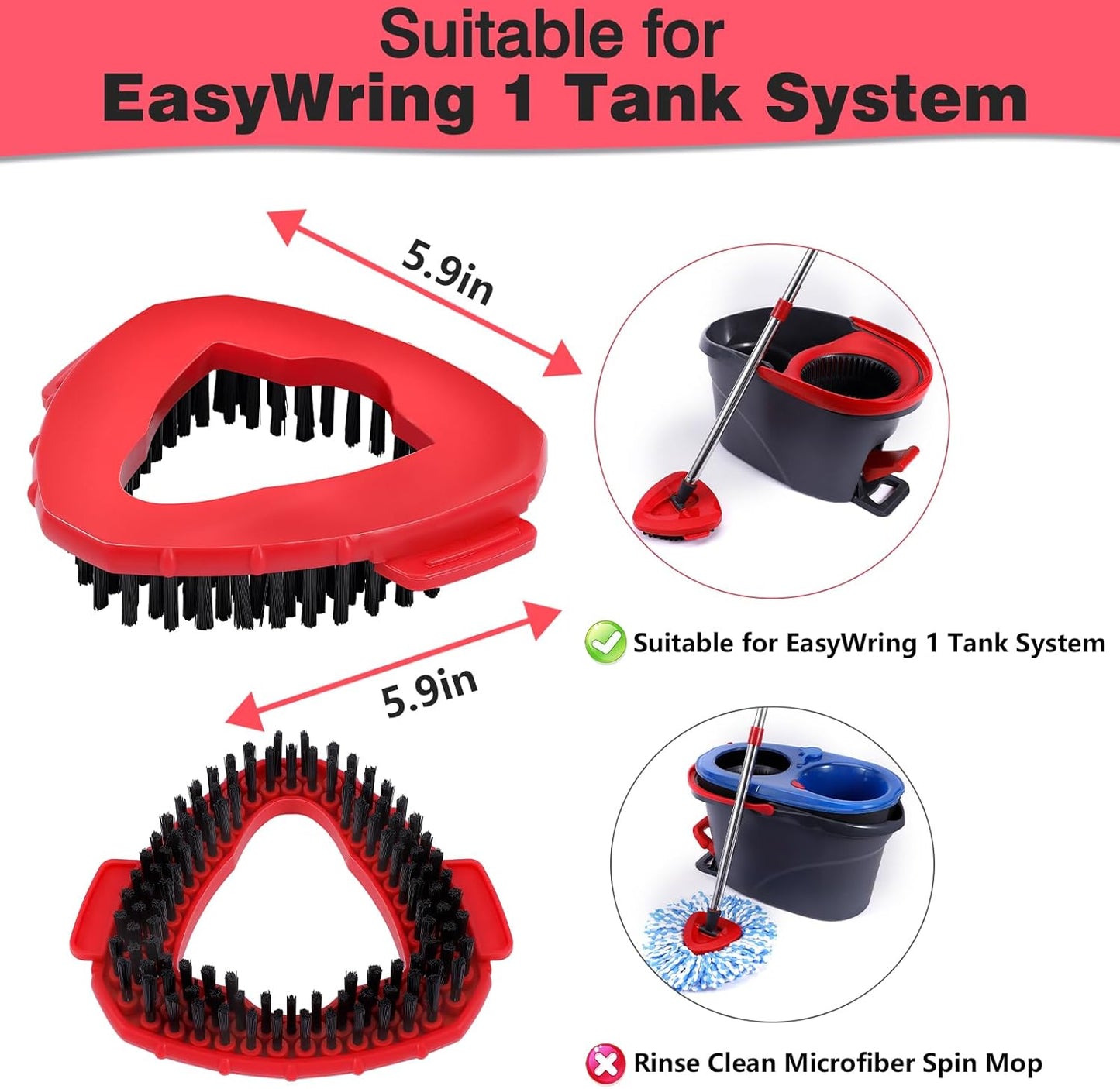 Mop Replacement Heads 2 Pcs & 1 Scrub Brush Combo for Ocedar Easywring 1-Tank System,Microfiber Spin Mop Replacement Head,Machine Washable for Bathroom,Kitchen,Tub and Tile Cleaning