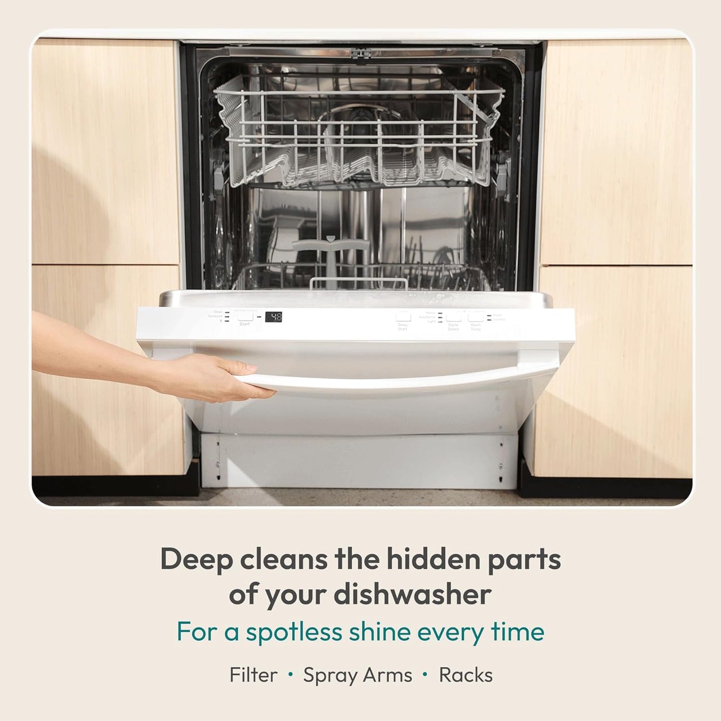 FEBU Dishwasher Cleaner Tablets Made in USA | Natural Dishwasher Cleaner and Deodorizer | Eliminates Grease & Grime | 8 Natural, Biodegradable, Plant-Based Ingredients | 24 Tablets - 12 Month Supply