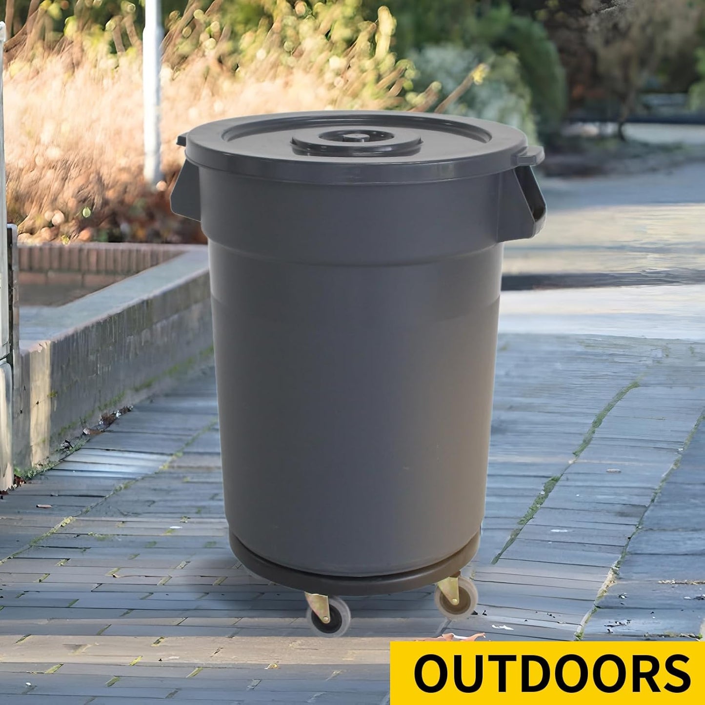32 Gallon Outdoor Trash Can, Outdoor Trash Can with Lid and Removable Wheels, Rolling Garbage Can, Commercial Garbage Can Suitable for Restaurants, Backyards, and Garages. (2-Pack, 32 Gallon)