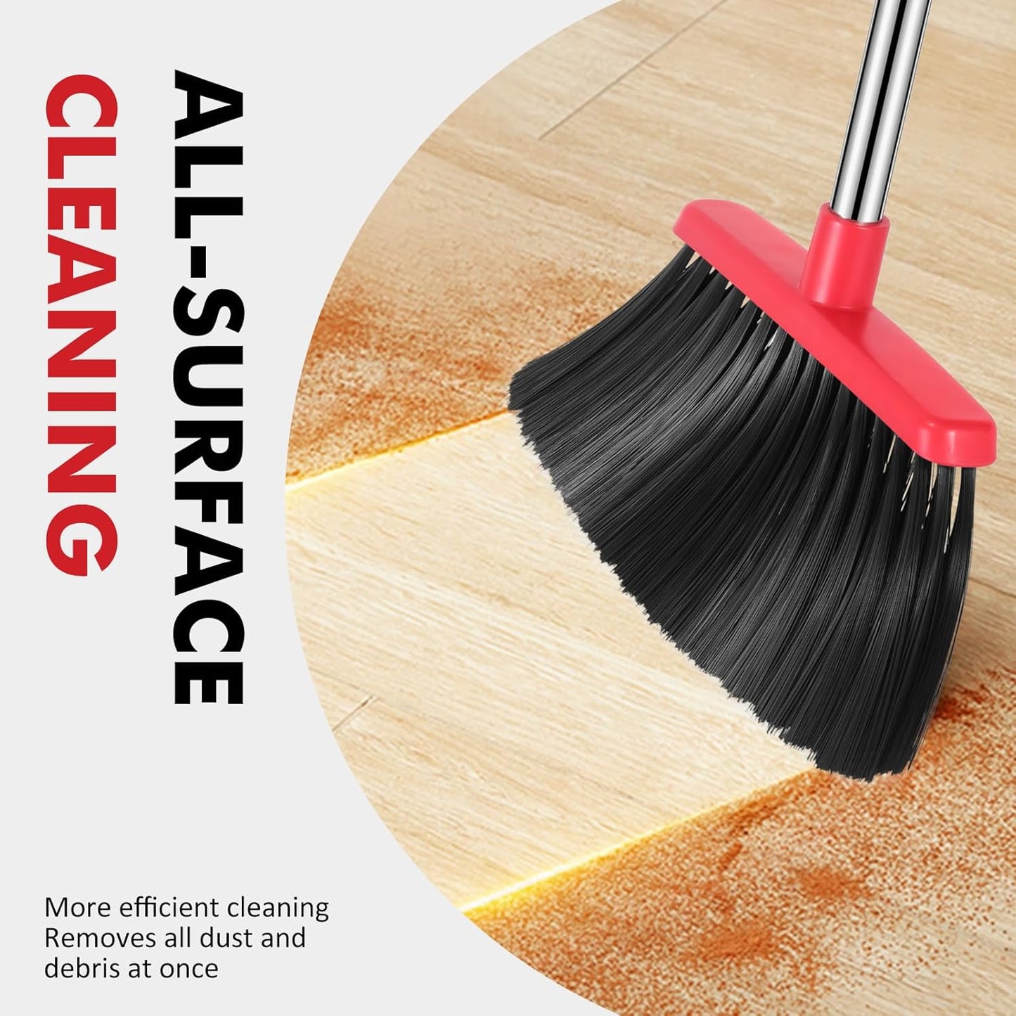 Heavy Duty Broom, 55 Inch Long Handle Outdoor Large Angle Brooms, Commercial Broom for Sweeping Indoor, for Home Garage Kitchen Office Courtyard Lobby Patio Lawn Concrete