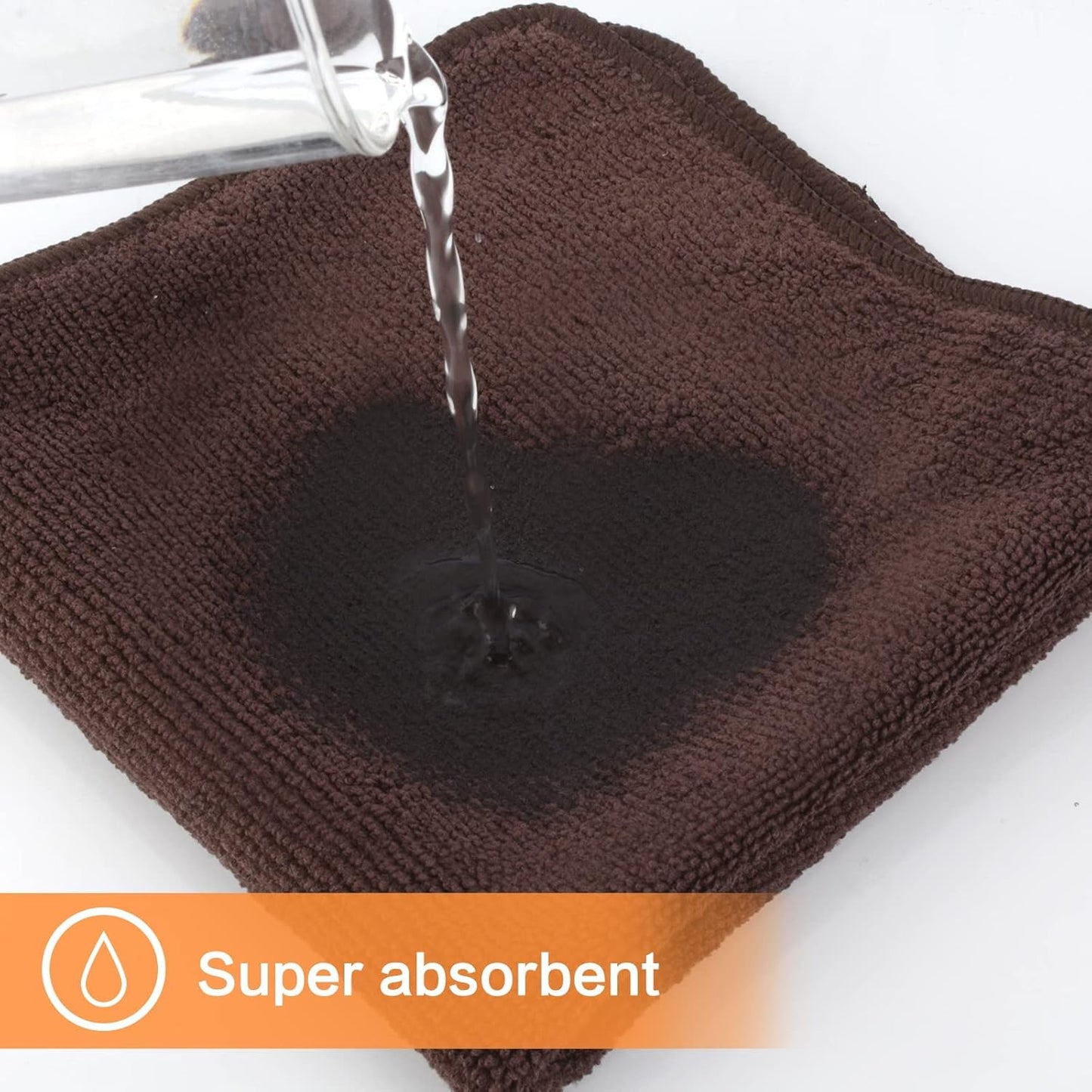 KinHwa Microfiber Dish Cloths for Washing Dishes Ultra Absorbent Dish Rags Fast Drying Kitchen Wash Clothes 12inch x 12inch 10 Pack Brown