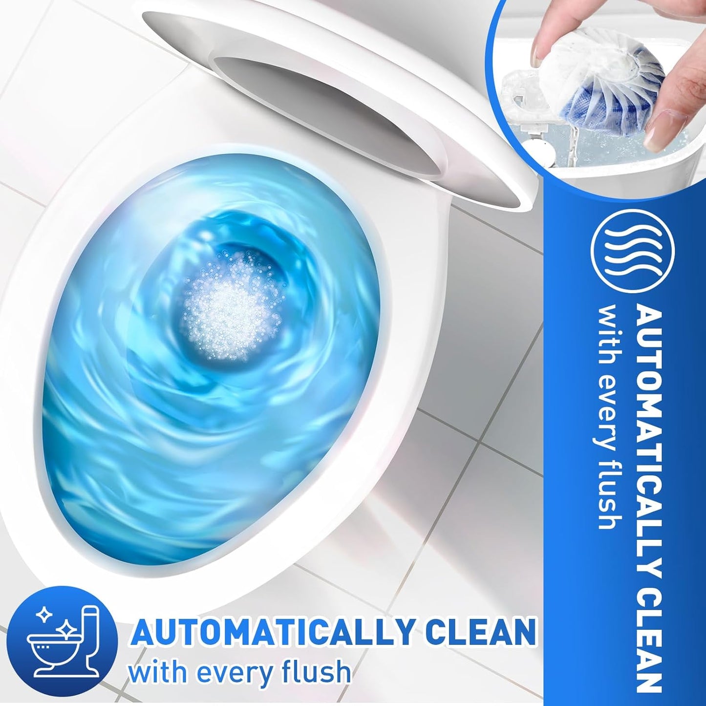 Qualirey 100 Pack Automatic Toilet Cleaner Tablets Toilet Bowl Long Lasting Bathroom Tank Tablets (Blue and White)