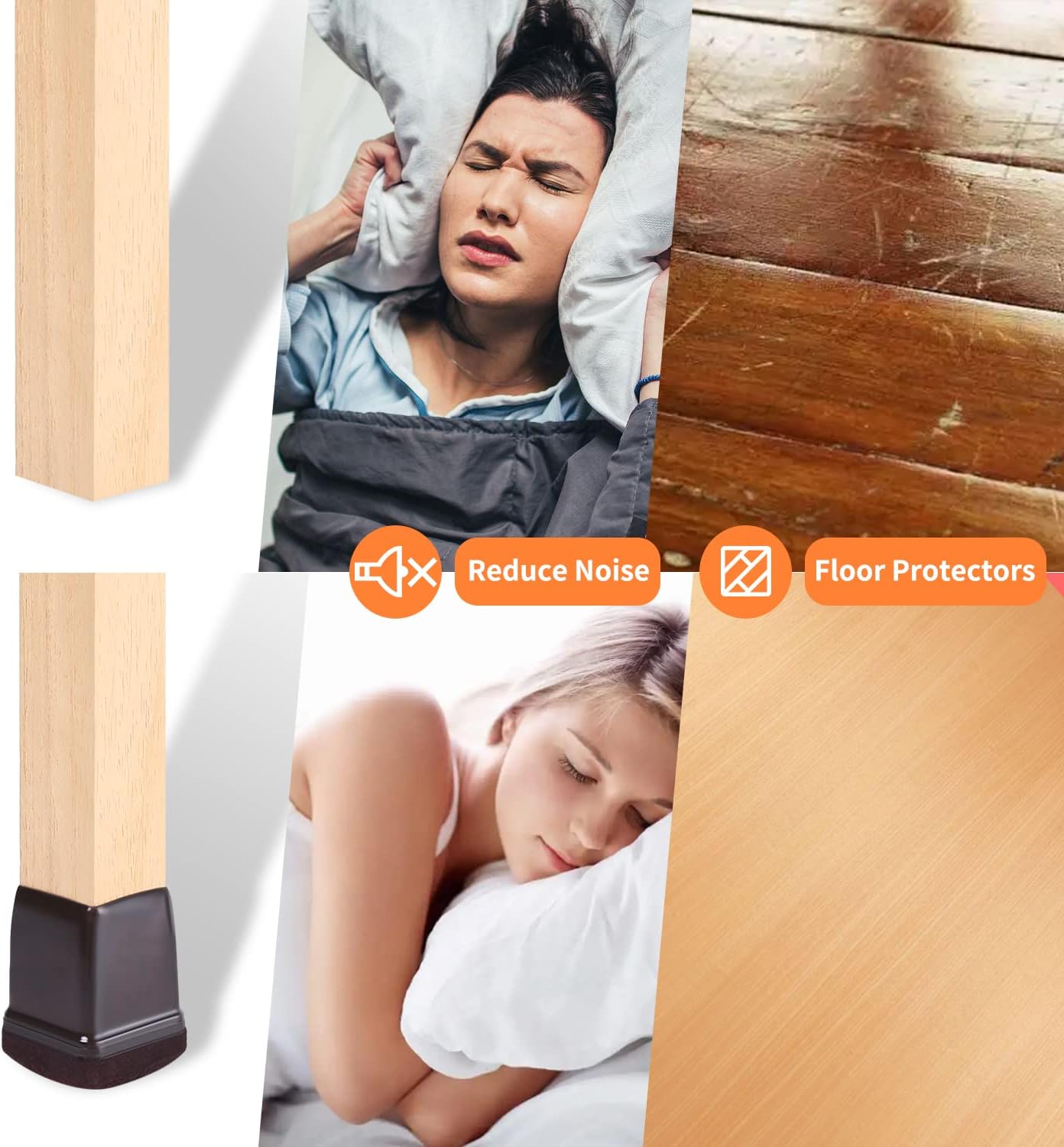 Ezprotekt 24 Pcs Square Chair Leg Floor Protectors with Felt, Silicone Felt F for Hardwood Floor, Dining Table Leg Caps Covers No Scratches (L Fit: 1" - 1.4", Dark Brown)