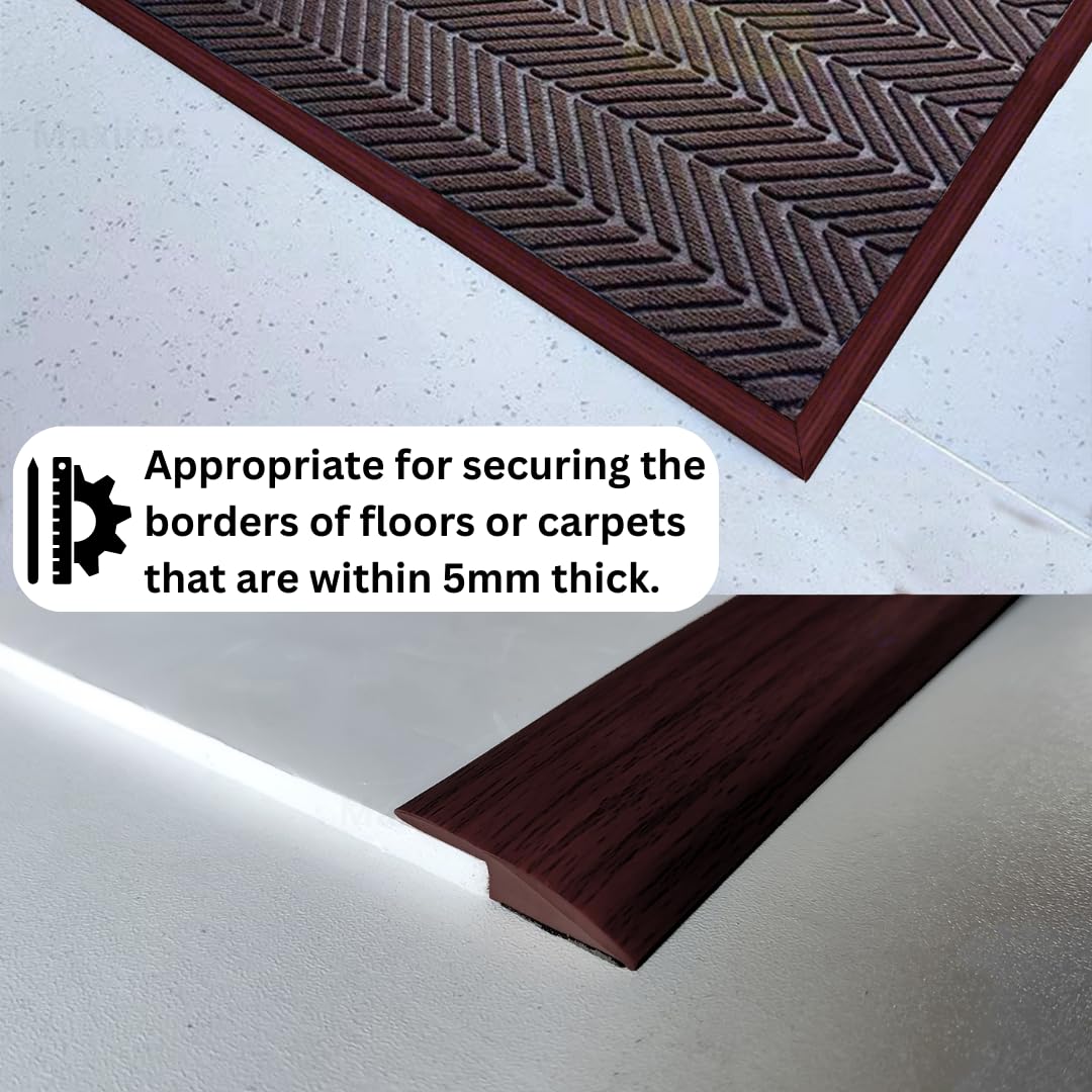Floor Transition Strip Self Adhesive Carpet Wood Tile Vinyl Flooring Laminate Transition Cover Edge Trim Gap Doorway Threshold for Uneven Floors Heights Within 5 mm (120 inches, Red Wine)