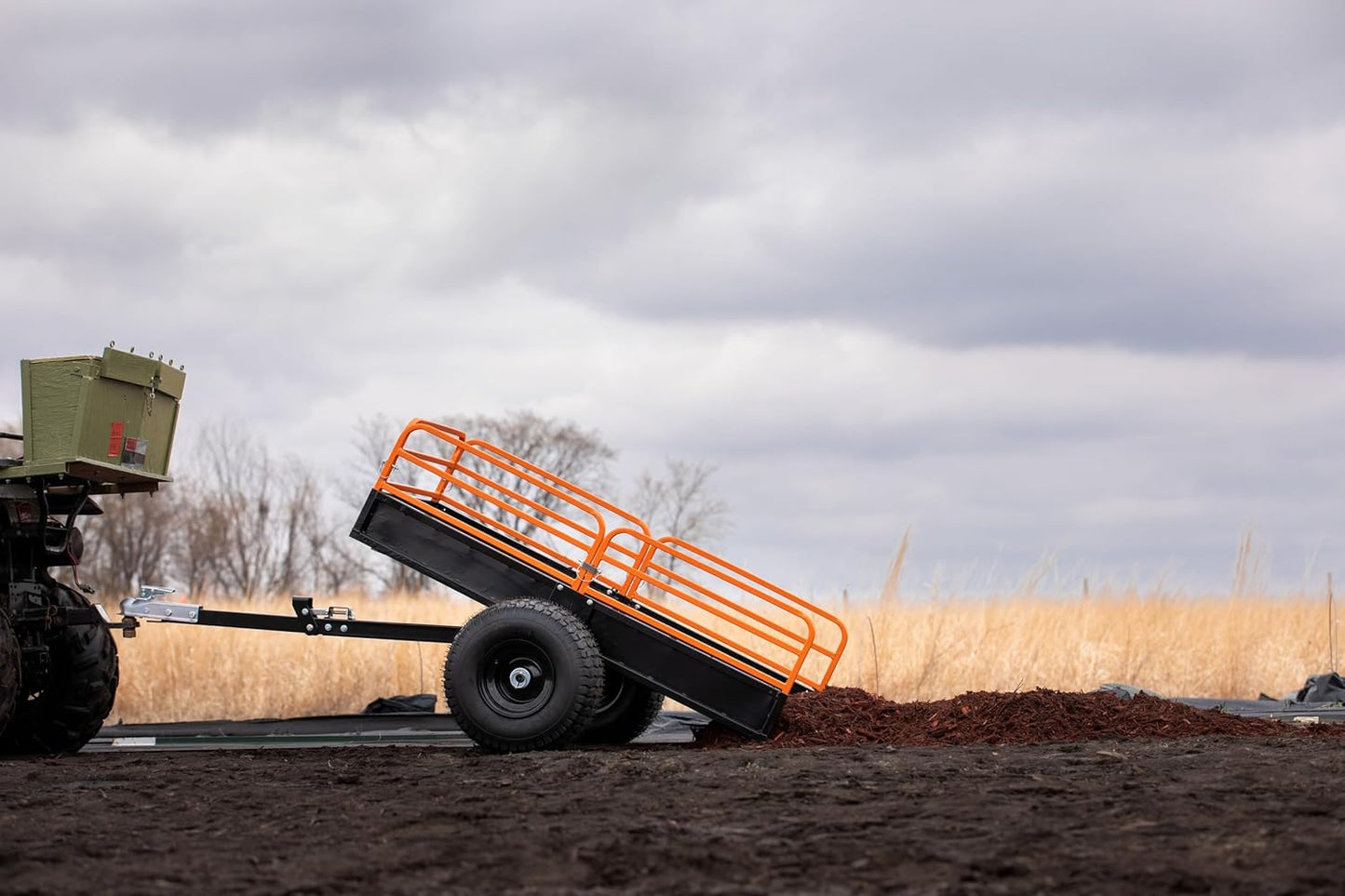 Impact IMPLEMENTS® 1500lb HD Agricultural Trailer with Solid Floor & Sides. Rugged Tires and Solid Sides with Tailgate for Increased Capacity. Original USA Design.