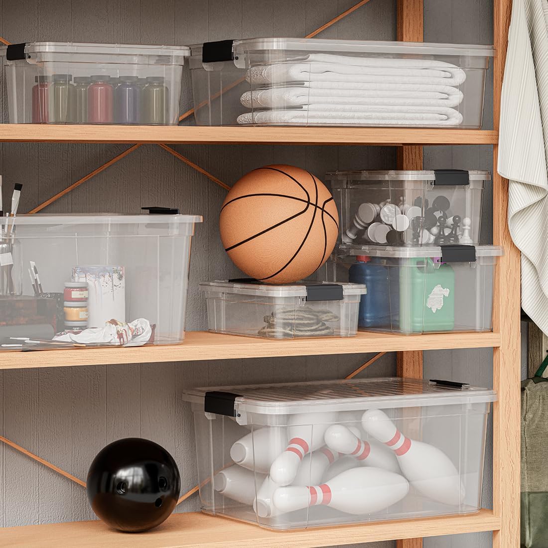 Superio Clear Storage Boxes with Lids, 49 Quart Plastic Container Bins for Organizing, Stackable Crates, BPA Free, Non Toxic, Odor Free, Organizers for Home, Office, School, and Dorm, 2 Pack