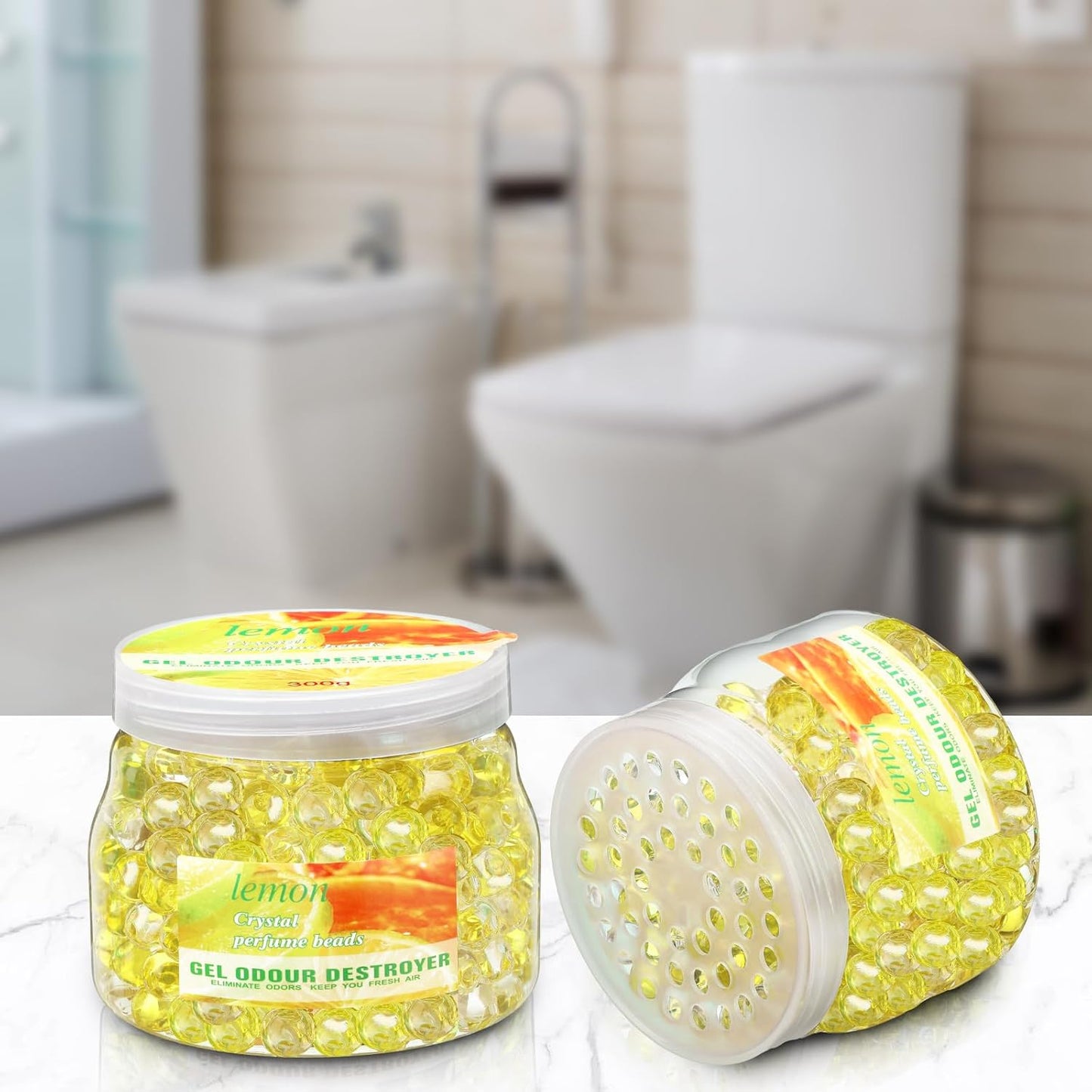 9 Pack Odor Eliminator Gel Beads Bulk 10 Ounces Air Freshener Gel Beads Odor Eliminator for Home, Bathrooms, Cars, Boats and Pet Areas(Lemon)