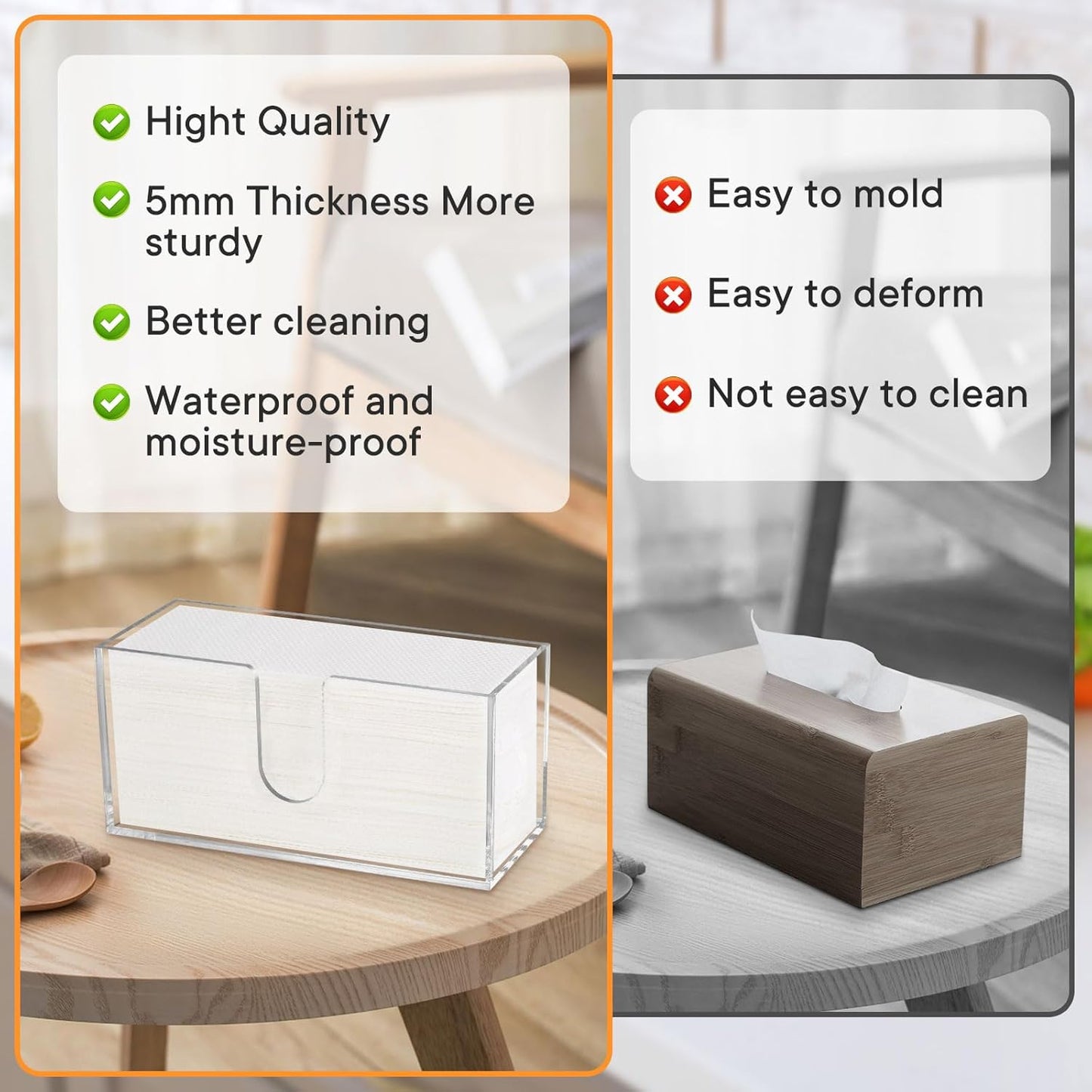 Acrylic Paper Towel Dispenser, Paper Towel Holder Countertop Clear Multi Trifold Napkin Holder, Suitable for Z-fold, C-fold or MultiFold Paper Towels for Bathroom, Toilet, Kitchen