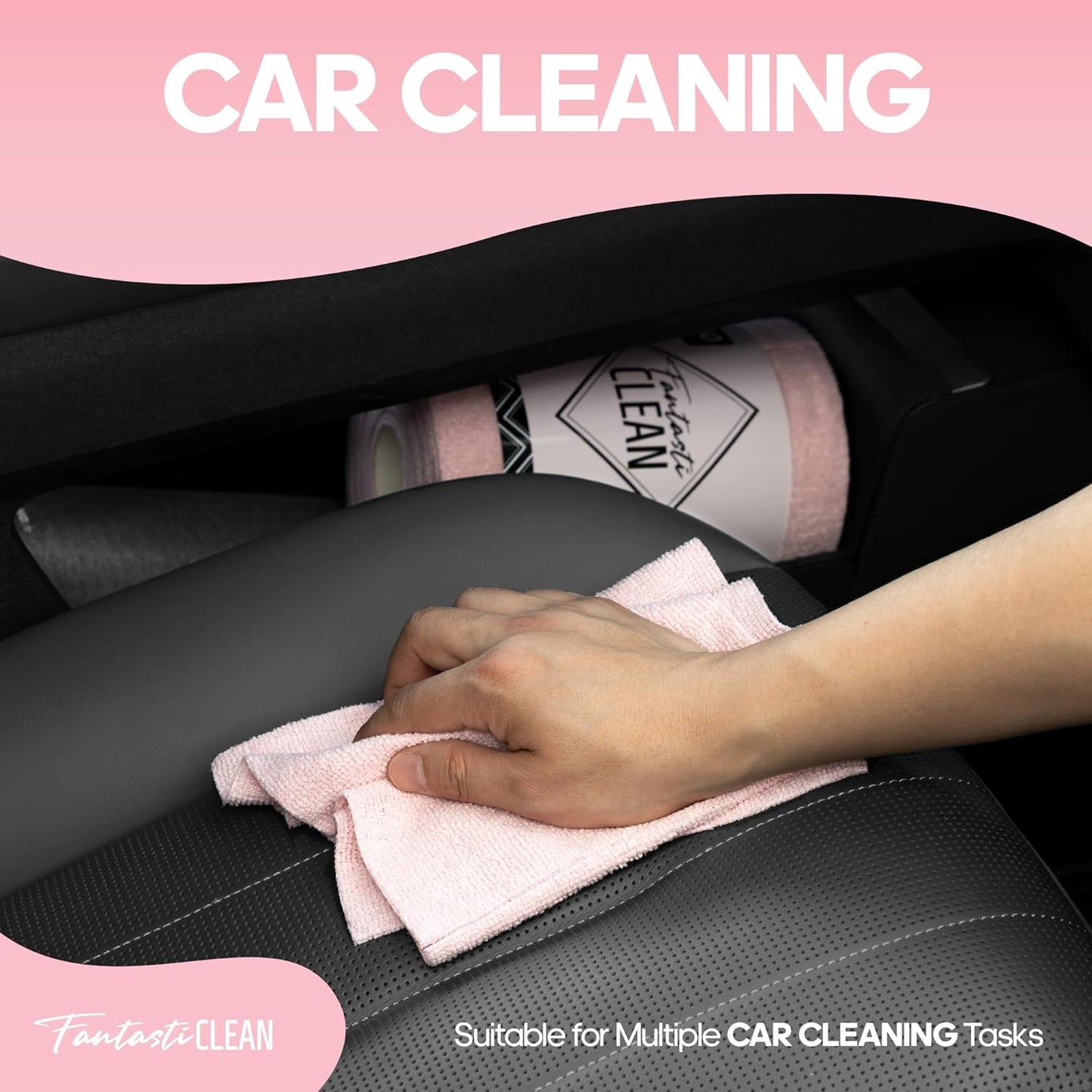 Fantasticlean Microfiber Cleaning Cloth Roll 4 Rolls 240 Pack, Tear Away Paperless Towels, 8" x 8", Reusable Washable Rags, Home Kitchen, Pet, Office, Indoor Outdoor, Portable (2Pink 2Light-Purple)