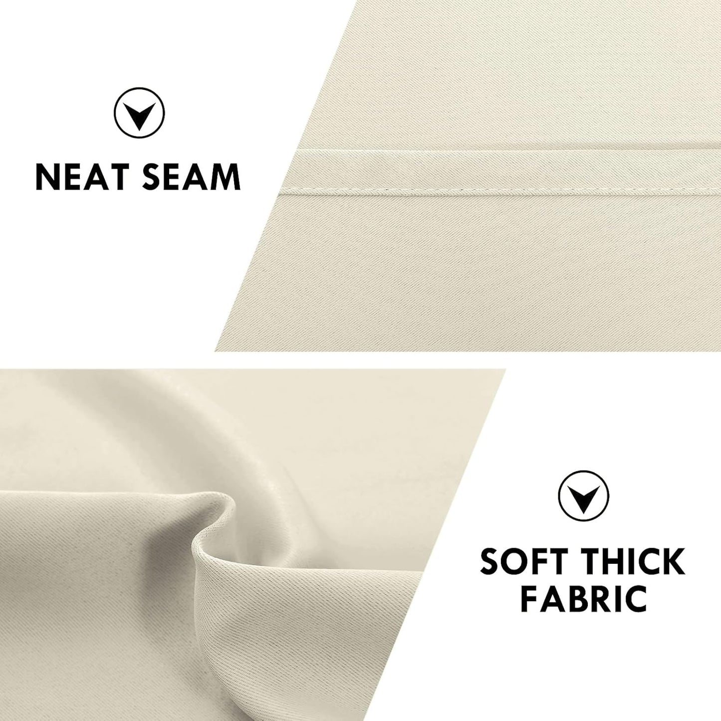 DWCN Blackout Curtains for Bedroom – Rod Pocket Thermal Insulated Noise Reducing Noise Reducing Drapes for Living Room, W 38 x L 45 Inch, 2 Panels, Light Beige