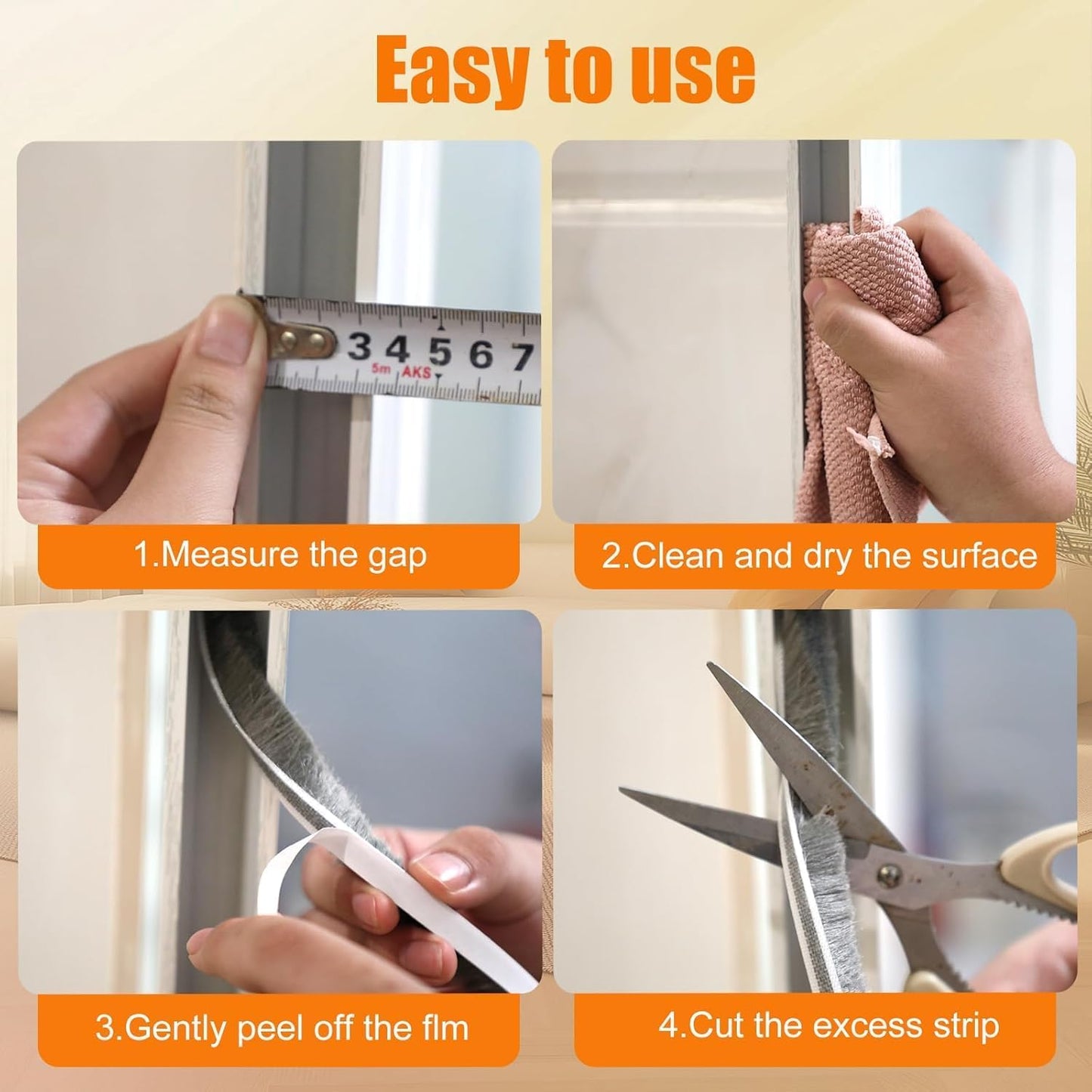 39.4FT Brush Weather Stripping, Neat Pile Self Adhesive Seal Strip for Windows and Door, Weatherstrip for Soundproofing, Windproof, Dustproof, Stronger Stickiness, 0.35'' Wide x 0.2'' Thick, Grey