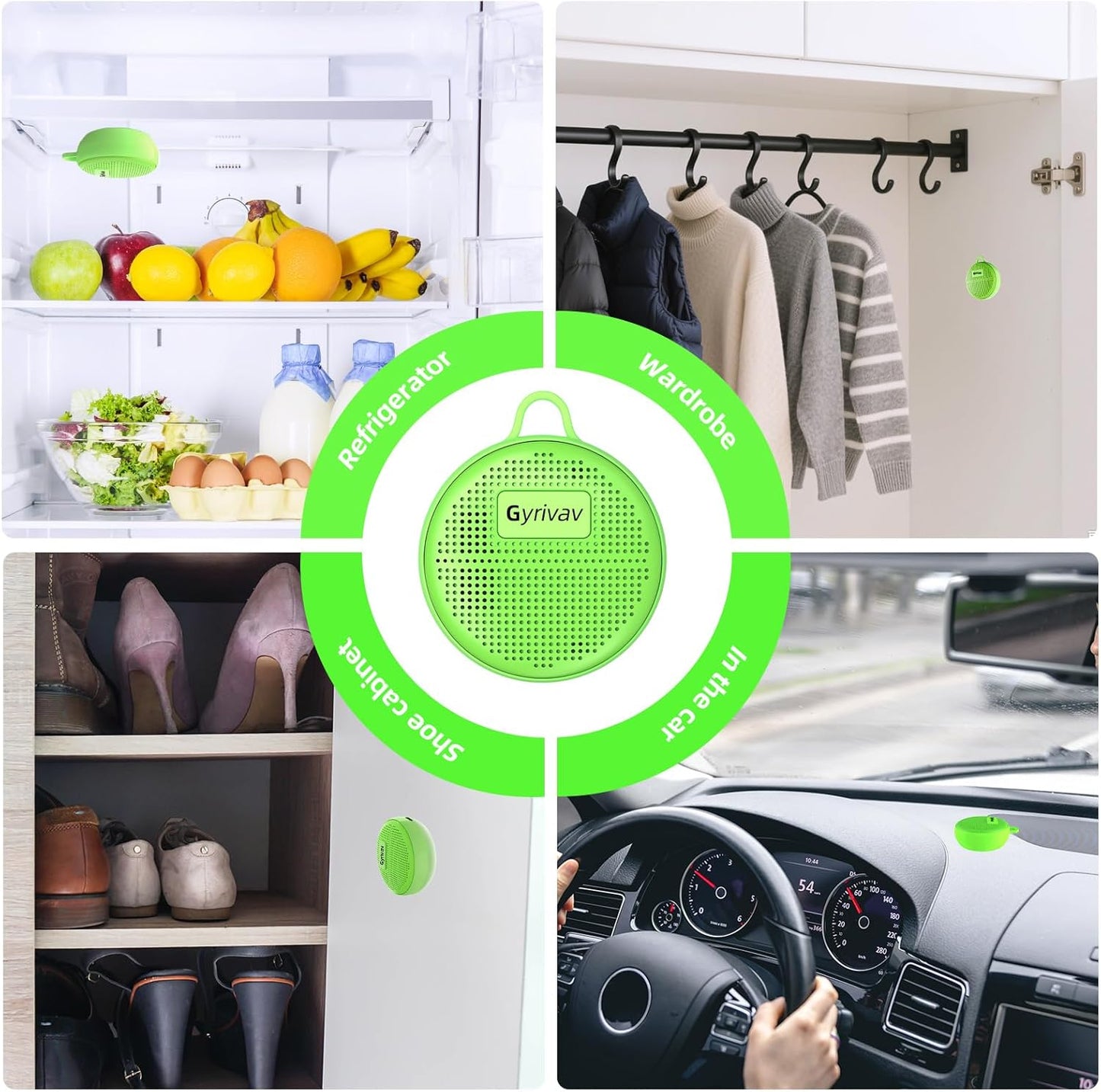 Fridge Deodorizer, Mini USB Odor Eliminator, Refrigerator Deodorizer, Suitable for Refrigerator, Car, Wardrobe, Shoe Cabinet, Better Than Than Charcoal Air Purifiers(Green)