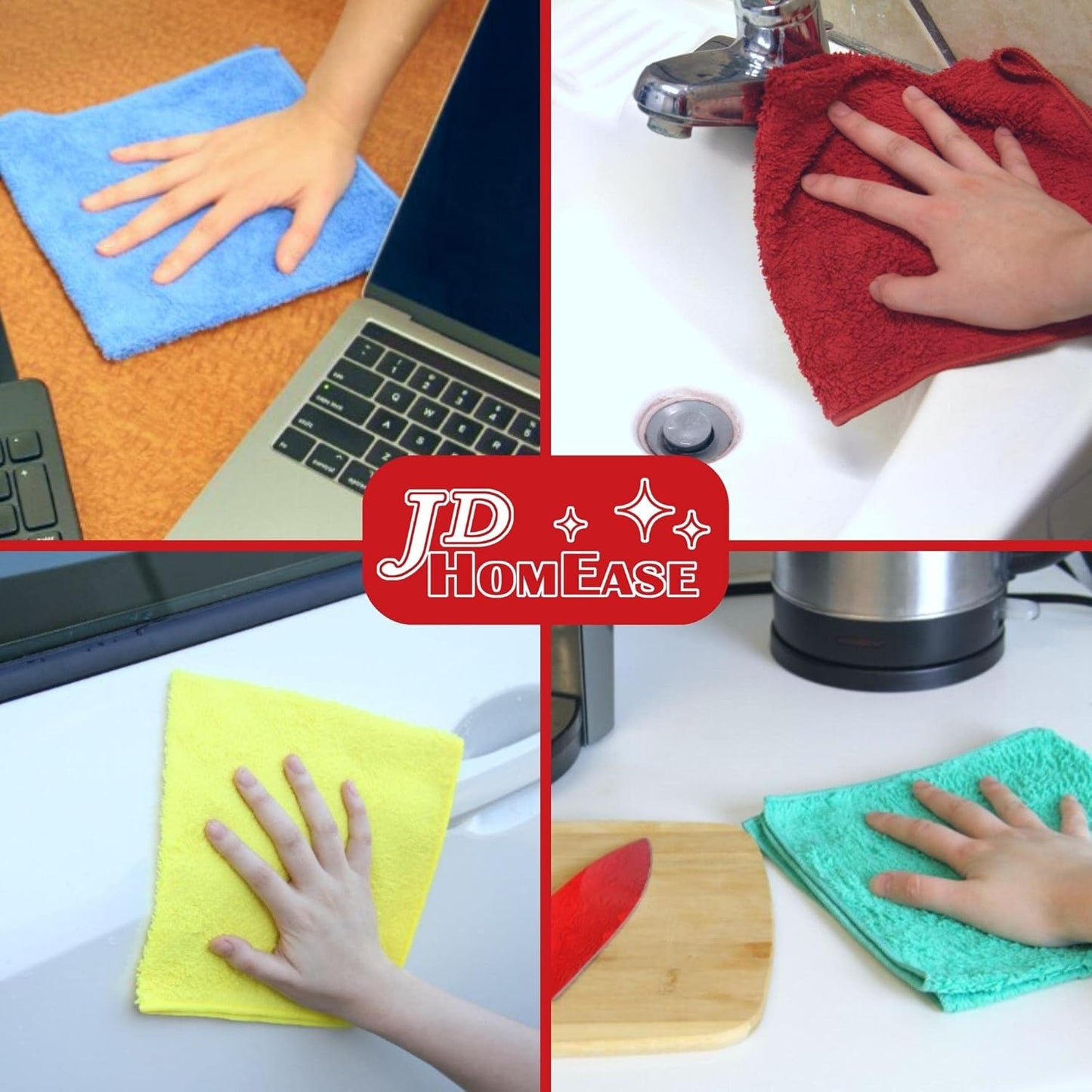 Microfiber Cleaning Cloths,120 Pack, 16"x16", All-Purpose, Softer, Highly Absorbent, Lint-Free, Reusable, Washable Pro Towels, White, for House, Kitchen, Bathroom, Car, Office