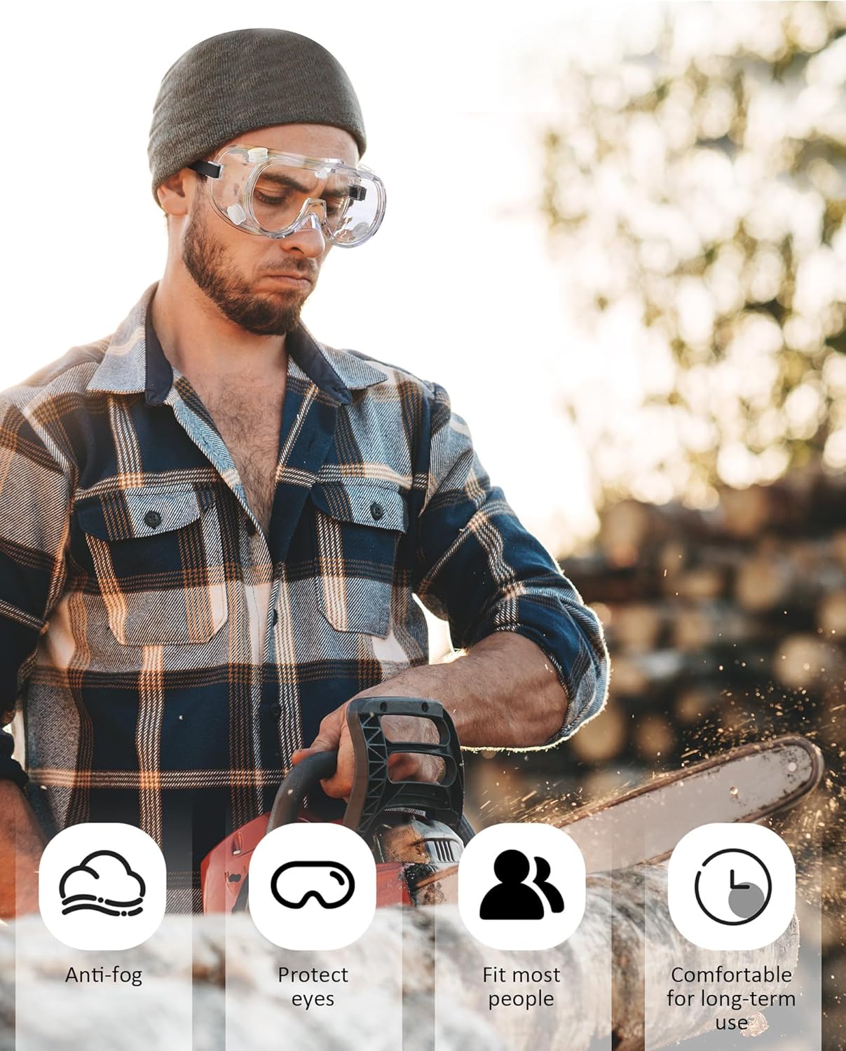 Anti-Fog Indirectly Vented Lab Safety Goggles Over Glasses