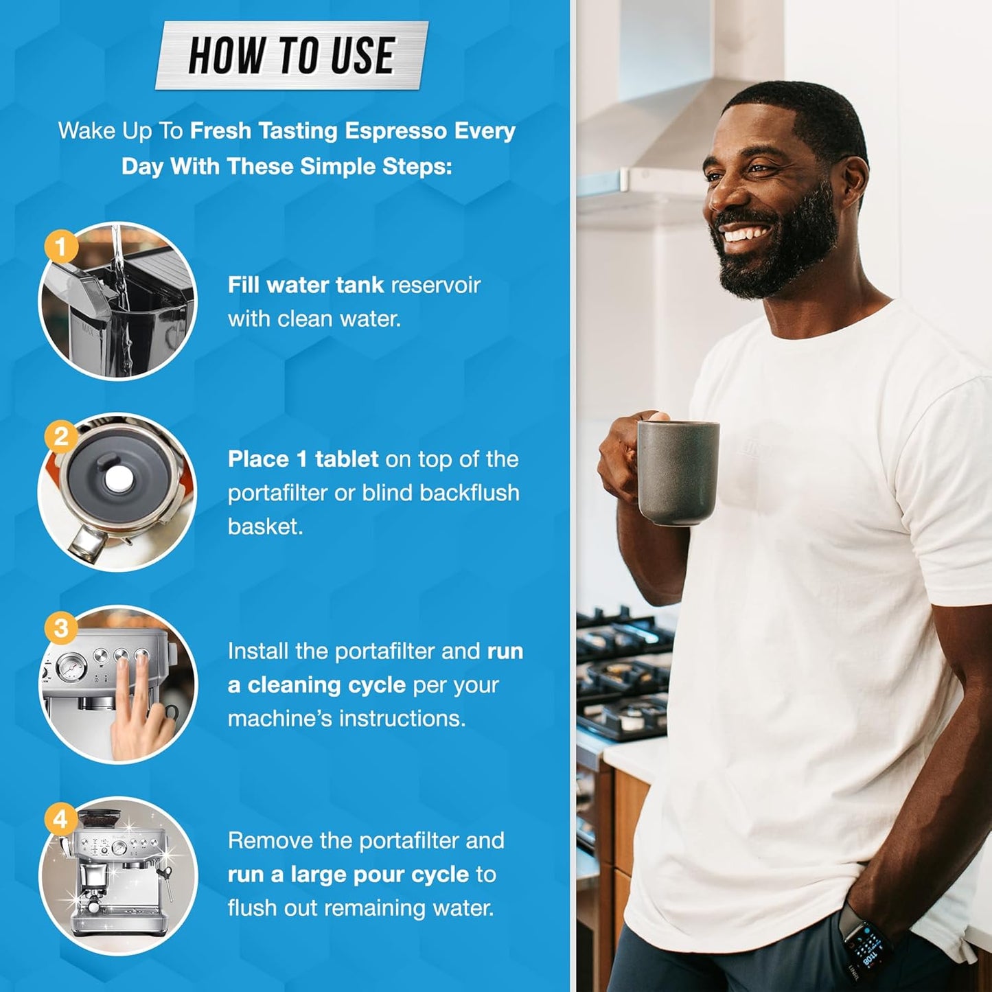 ACTIVE Espresso Machine Cleaning Tablets Descaling - 120 Tabs | Compatible with Breville Barista Express, Gaggia, Delonghi, Jura, Philips | Expresso Maker Backflush Oil Remover Solution Clean Tablet