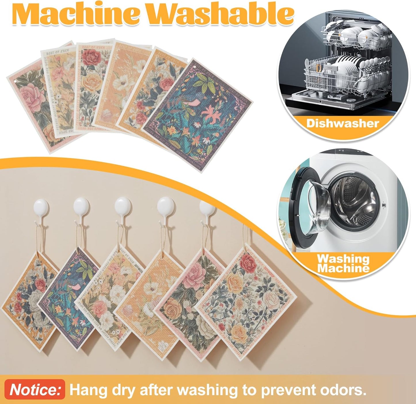 JOYMOOP 6 Pack Dishcloths for Kitchen, Reusable Absorbent Non-Scratch Cleaning Cloths, Washable Quick-Drying Rags for Cookware and Household, 6.7ร7.9 Inch