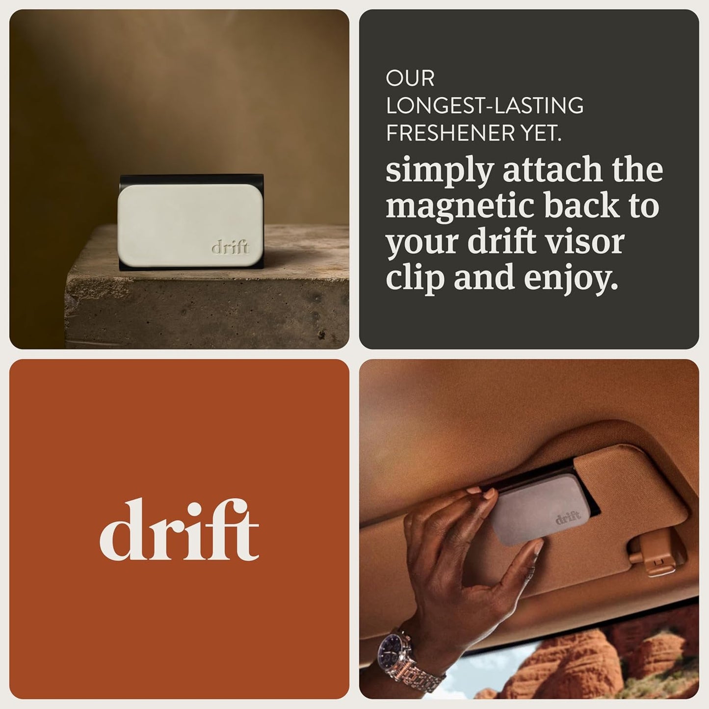 Drift Car Air Freshener - The Original Stone Air Freshener - Car Odor Eliminator - Long Lasting Scent - Metal Clip - Essential Oils - Clean Ingredients - Cabana Scent 3 Pack Refill - NO CLIP INCLUDED