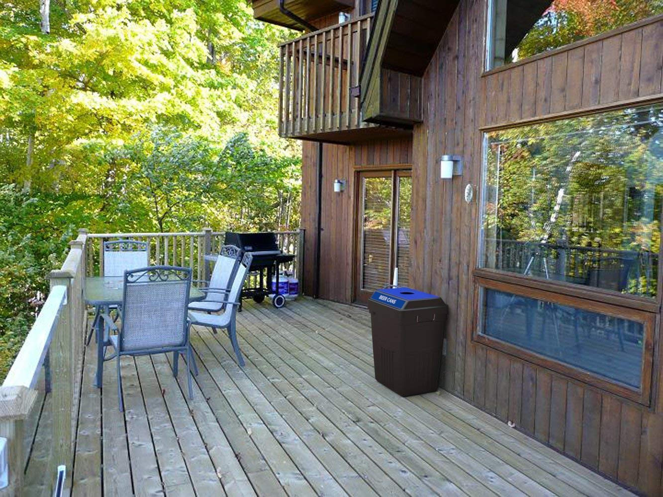 Flex E Bin FX50A-BK1-BC-BE, Made from Recycled Plastic. Indoor and Outdoor Sturdy Beer Can Receptacle | Includes Handles and Clear Signage Vented Design for Bag Removal - 50 Gallons, Black