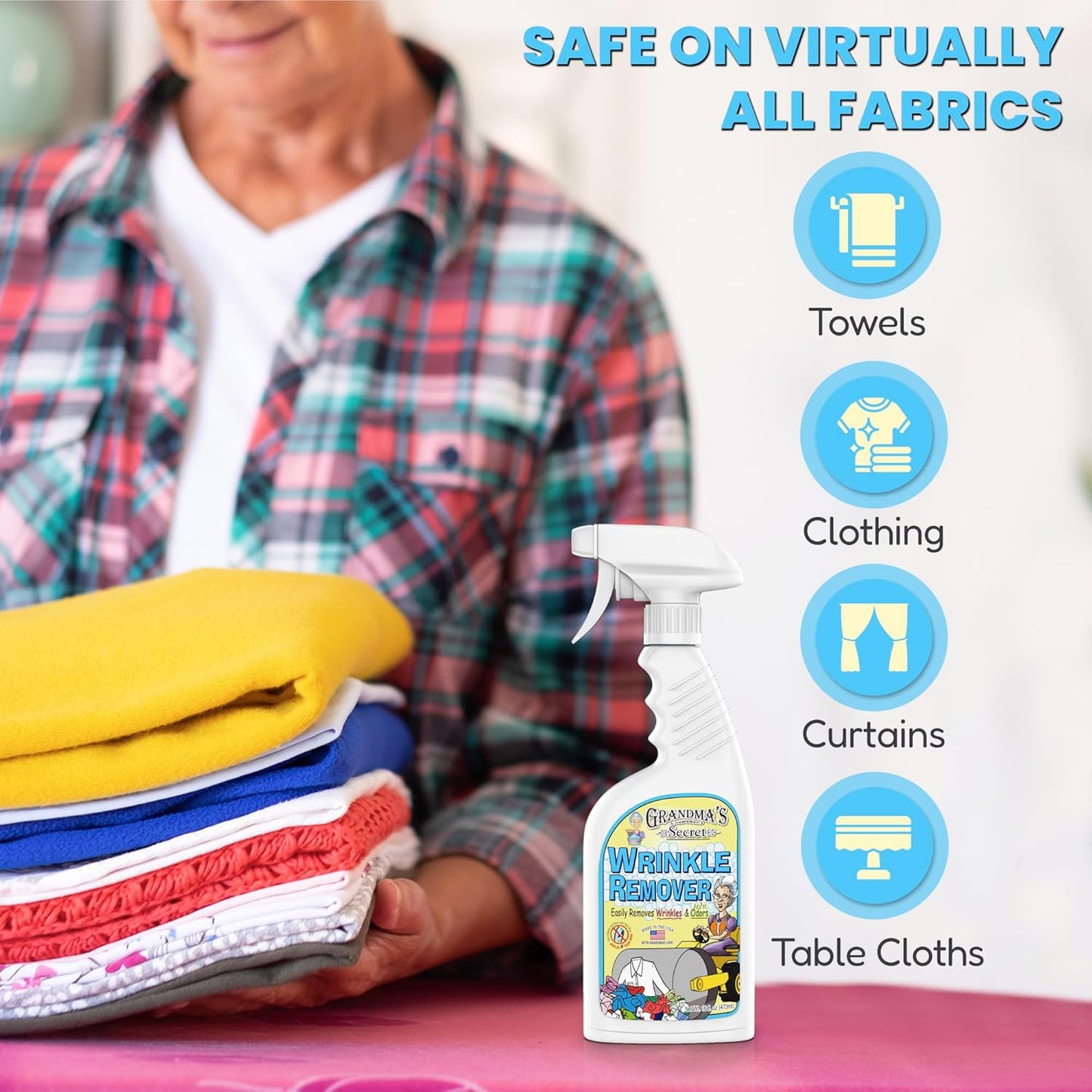 Grandma's Secret Wrinkle Remover Spray - Easily Removes Wrinkles & Odors - Wrinkle Release, Fabric Refresher Spray, Chlorine, Bleach and Toxin-Free - 16 Ounce, 3 Pack