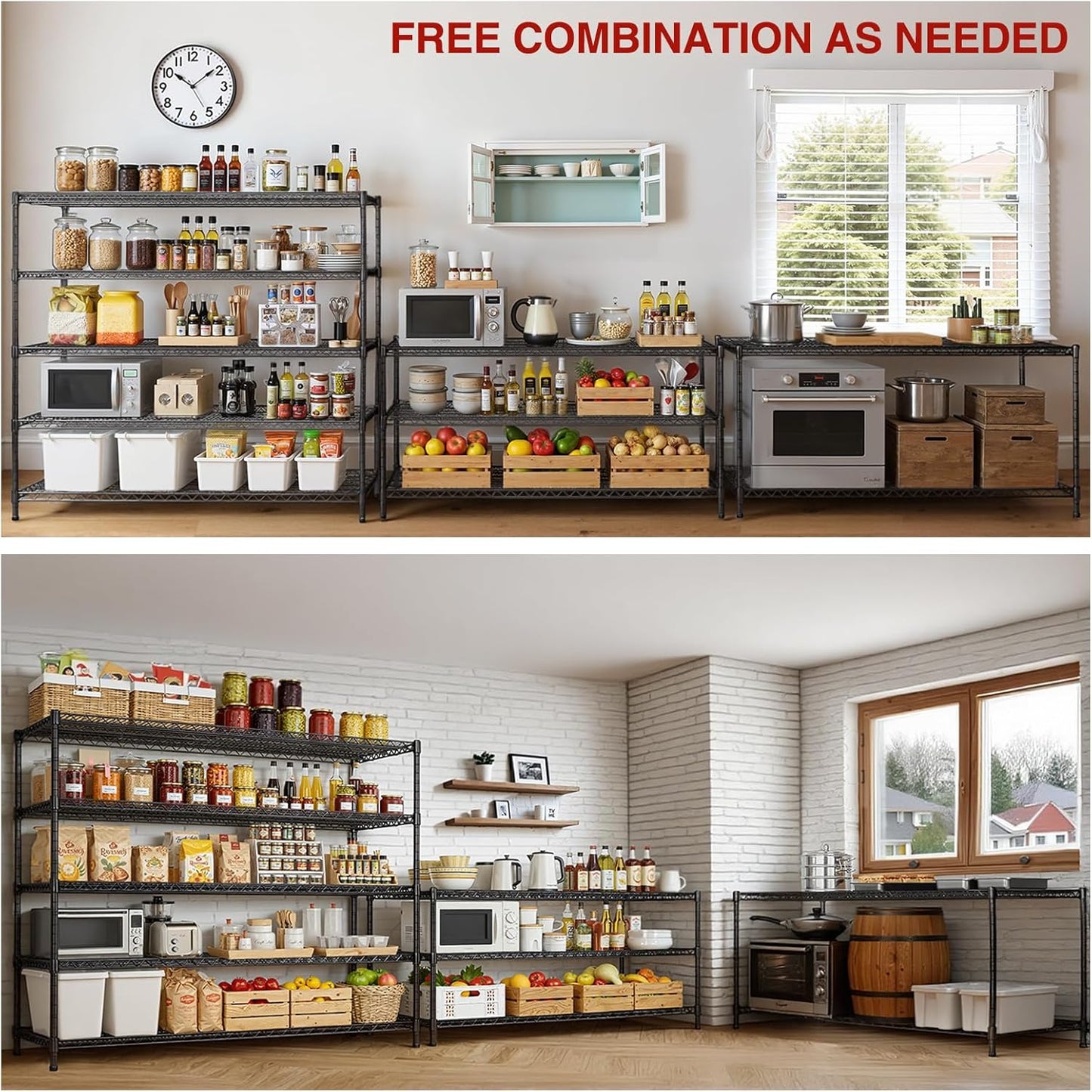 AIRAJ 60” W Storage Shelves Heavy Duty | 5 Tier Wire Shelving | 3500 LBS Metal Shelving | Garage Shelving Units and Storage | Rolling Wire Rack with Wheels | Adjustable Layer Height | 60”W×24”D×72” H