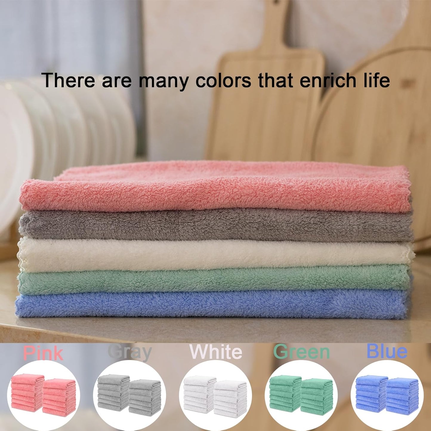 kimteny Kitchen Cloth Dish Towels, 13x28 Inches Premium Dishcloths, Super Absorbent Coral Velvet Microfiber Cleaning Cloths, Fast Drying Rags for Washing Dishes (13x28-12 Pack, Pink)