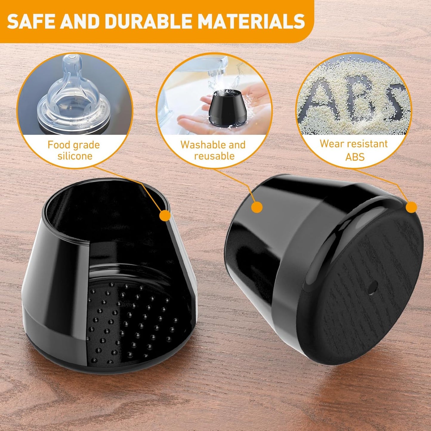 Furniture Sliders,24 PCS Chair Leg Sliders for Carpet, Furniture Movers Sliders, Carpet Chairs Furniture Glides, Floor Protectors, Carpet Moving Sliders Easily Move. (Black-Round Fit:1.2-1.6")