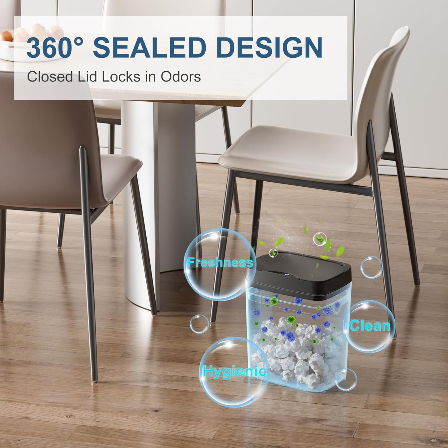 2 Pack 2.7 Gal Bathroom Trash Can with Lid, Automatic Trash Can Small Smart Garbage Can Touchless, Slim Motion Sensor Waterproof Plastic Trash Bins for Bedroom Office Kitchen Toilet Black