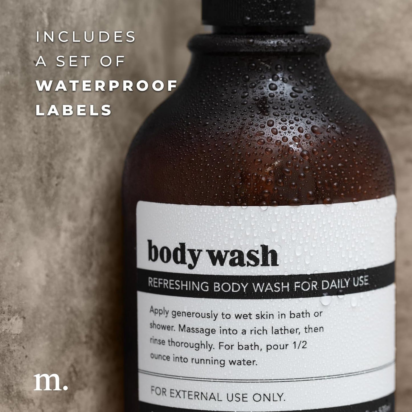 MaisoNovo Refillable Shampoo and Conditioner Bottles | 16.9 fl oz Set of 3 Amber Plastic Bottles Black Pumps