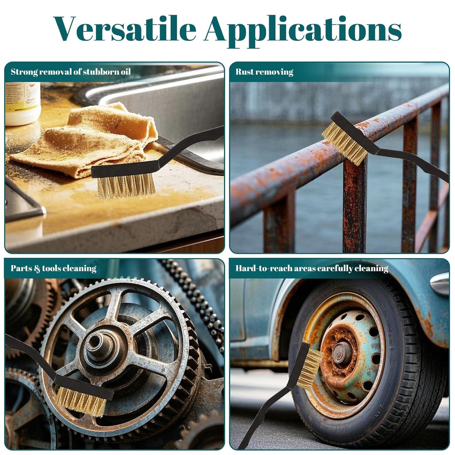 80 Pcs Mini Wire Brush Brass Brush Set, Curved Handle Masonry Brush Wire Brush for Cleaning Welding Slag and Rust