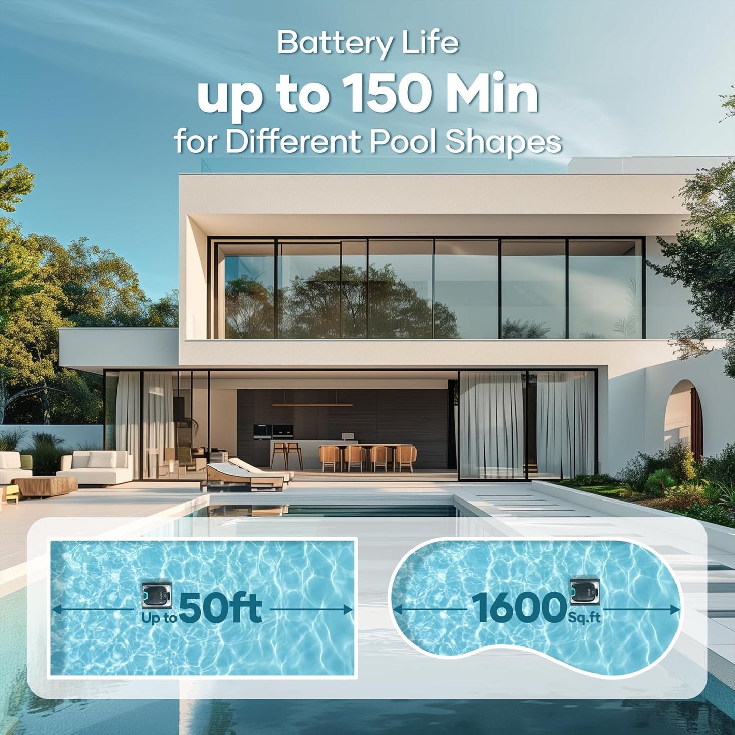 AIPER Scuba N1 Cordless Robotic Pool Cleaner, Wall & Waterline & Floor Cleaning, Smart Navigation, Superior Mobility, Four Cleaning Modes for Inground Pools up to 1600 sq.ft (Renewed)