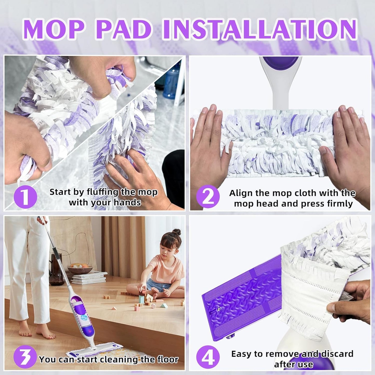 20 Count Disposable Heavy-Duty Power Mop Pads Refills for Swiffer Power Mop ,Replacement Floor Cleaning Refills, Non-Washable & Unscented, Compatible with Swiffer PowerMop (Quick-Absorb, No Residue)