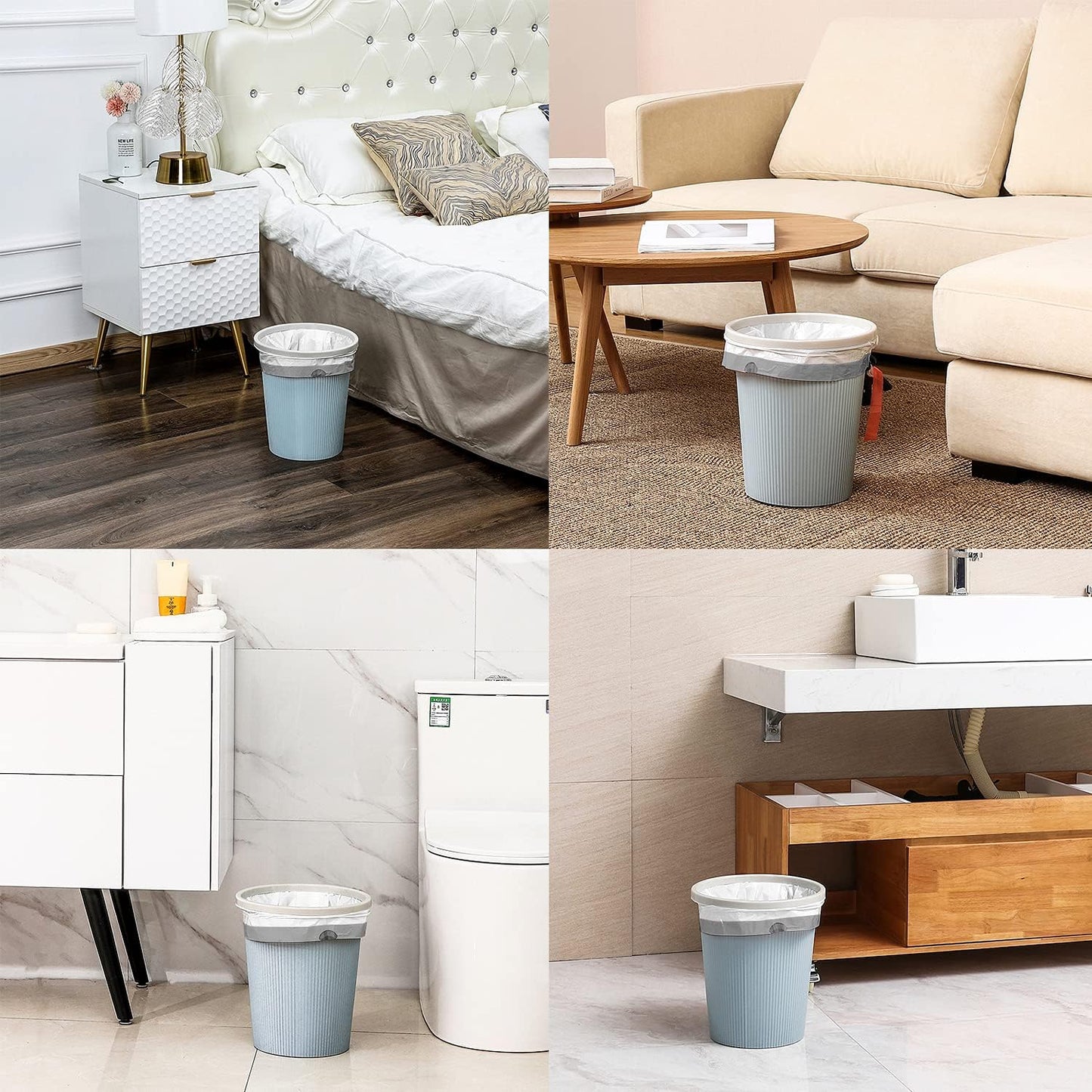 FORID Medium Drawstring Trash Bags - Plastic Garbage Bags 8 Gallon (30 Liter) White Disposable Can Liners for Kitchen Bedroom Bathroom Home Office (120 Counts) - Durable & Thick Trash Bags