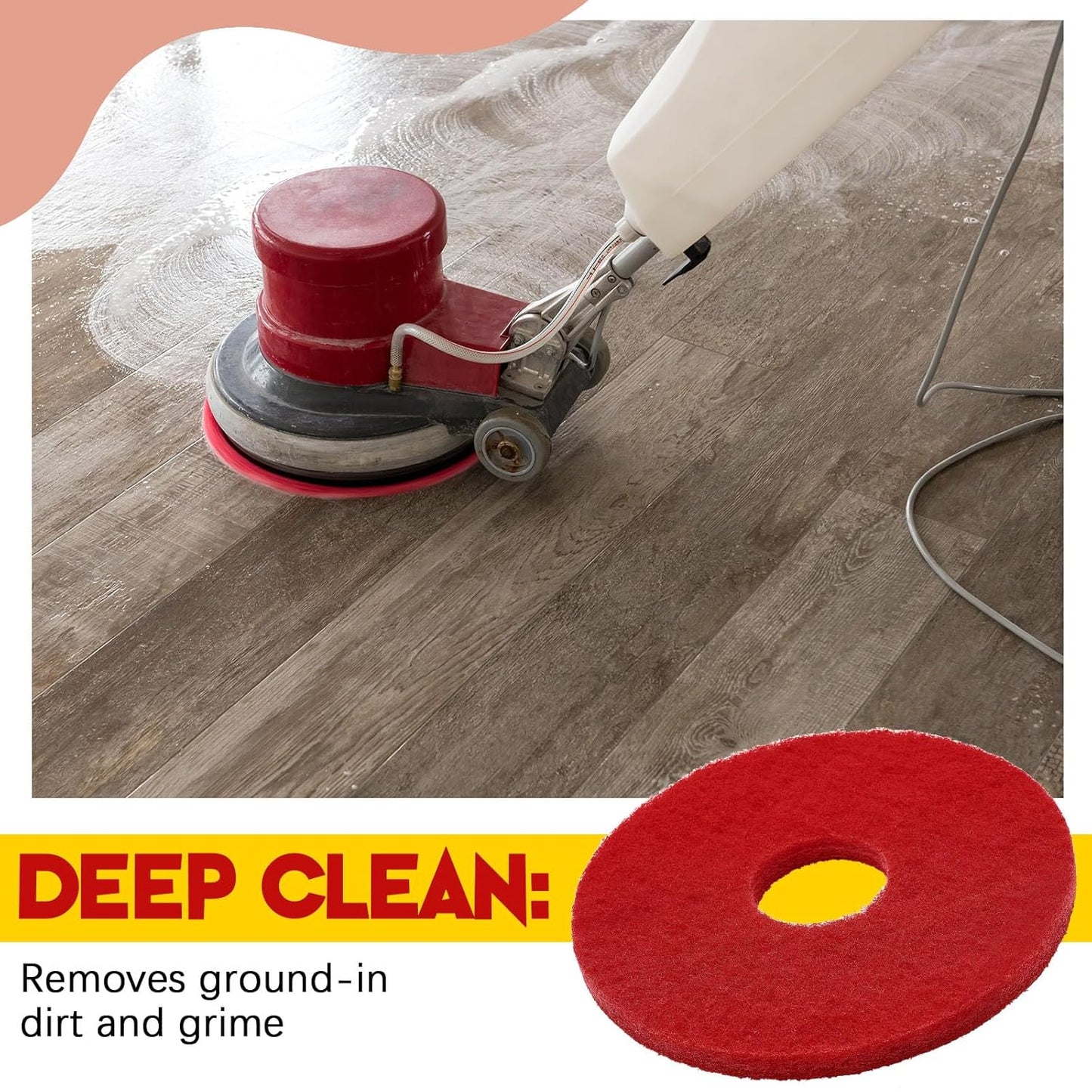 2 Pcs 12" Red Scrubbing Pads Commercial Cleaning Orbiter Pads-Maintenance Non Woven for Floor Buffer Machine