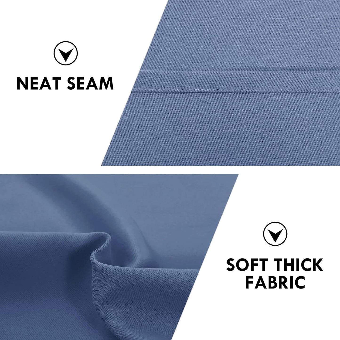 DWCN Blackout Curtains – Thermal Insulated, Energy Saving & Noise Reducing Bedroom and Living Room Curtains, Dusty Blue, W 42x L 54 Inch, Set of 2 Rod Pocket Curtain Panels