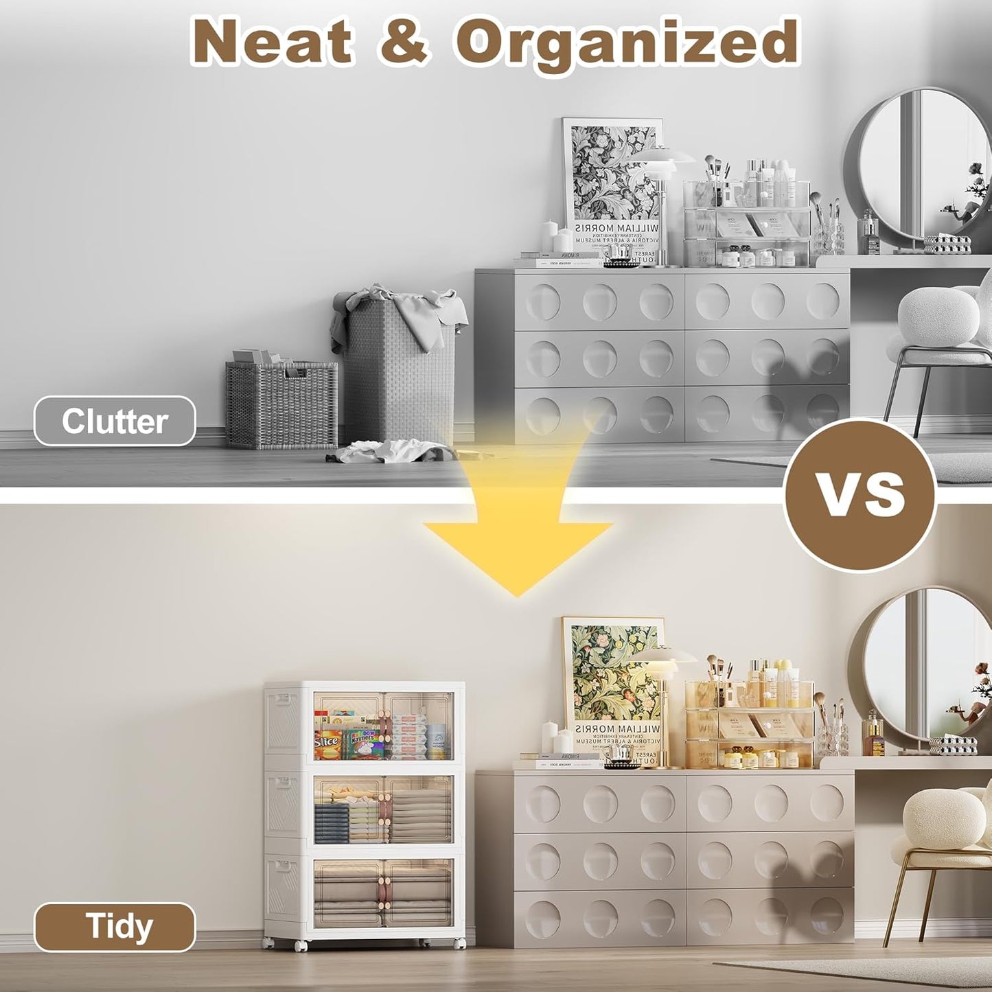 SAILUN 135QT Extra Large Collapsible Storage Bins with Wheels and Lid, Stackable Storage Bins Open Closet Organizers and Storage Storage Containers Drawers,19.7" L × 12.6" W × 34.8" H(3 Pack)