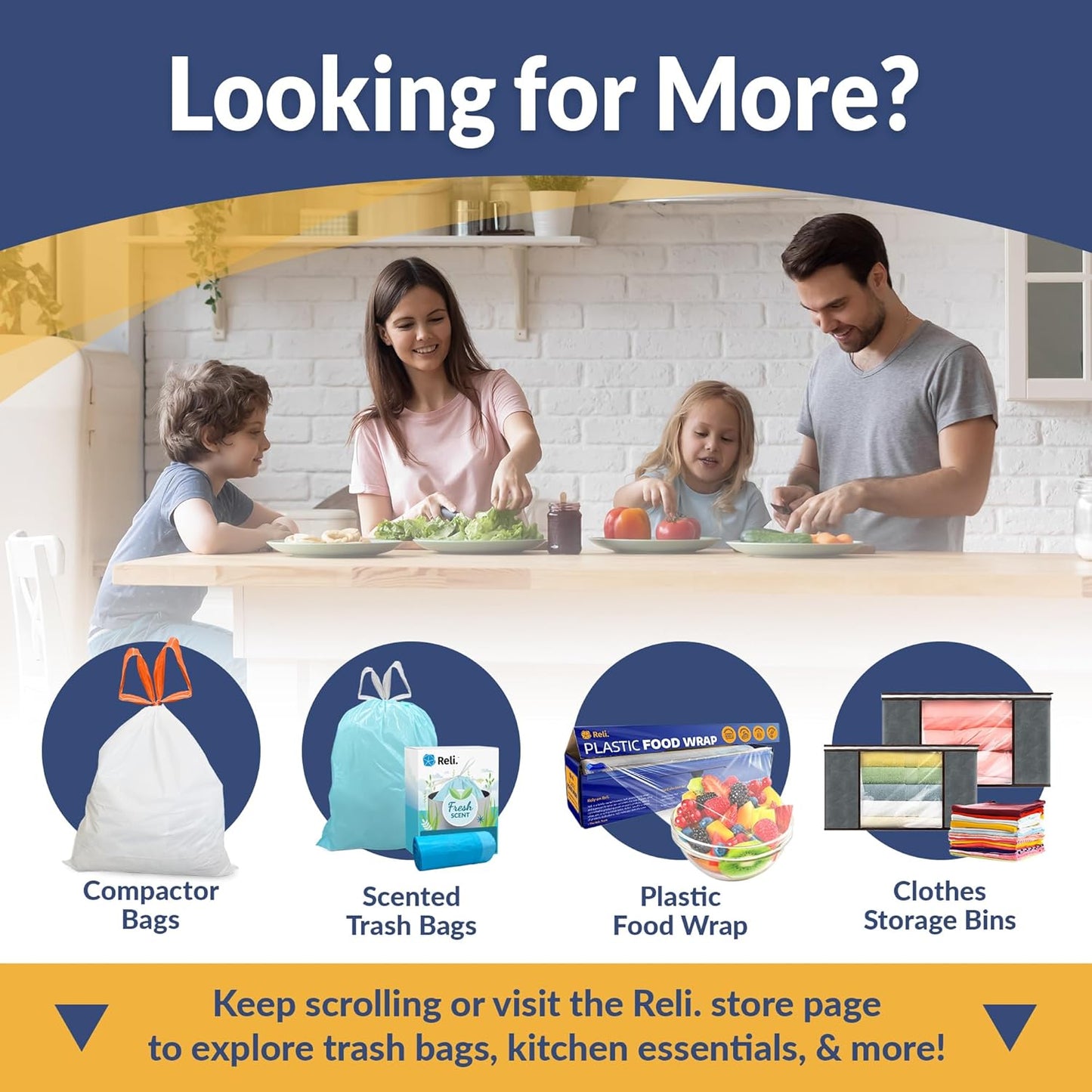 Reli. 18 Gallon Trash Compactor Bags (60 Pack) | 2 Mil Heavy Duty | Compatible with Kitchenaid, Whirpool, GE 15 Inch Compactors | No Slip Drawstring Kitchen Trash Bags | Leak-Proof & Tear Resistant