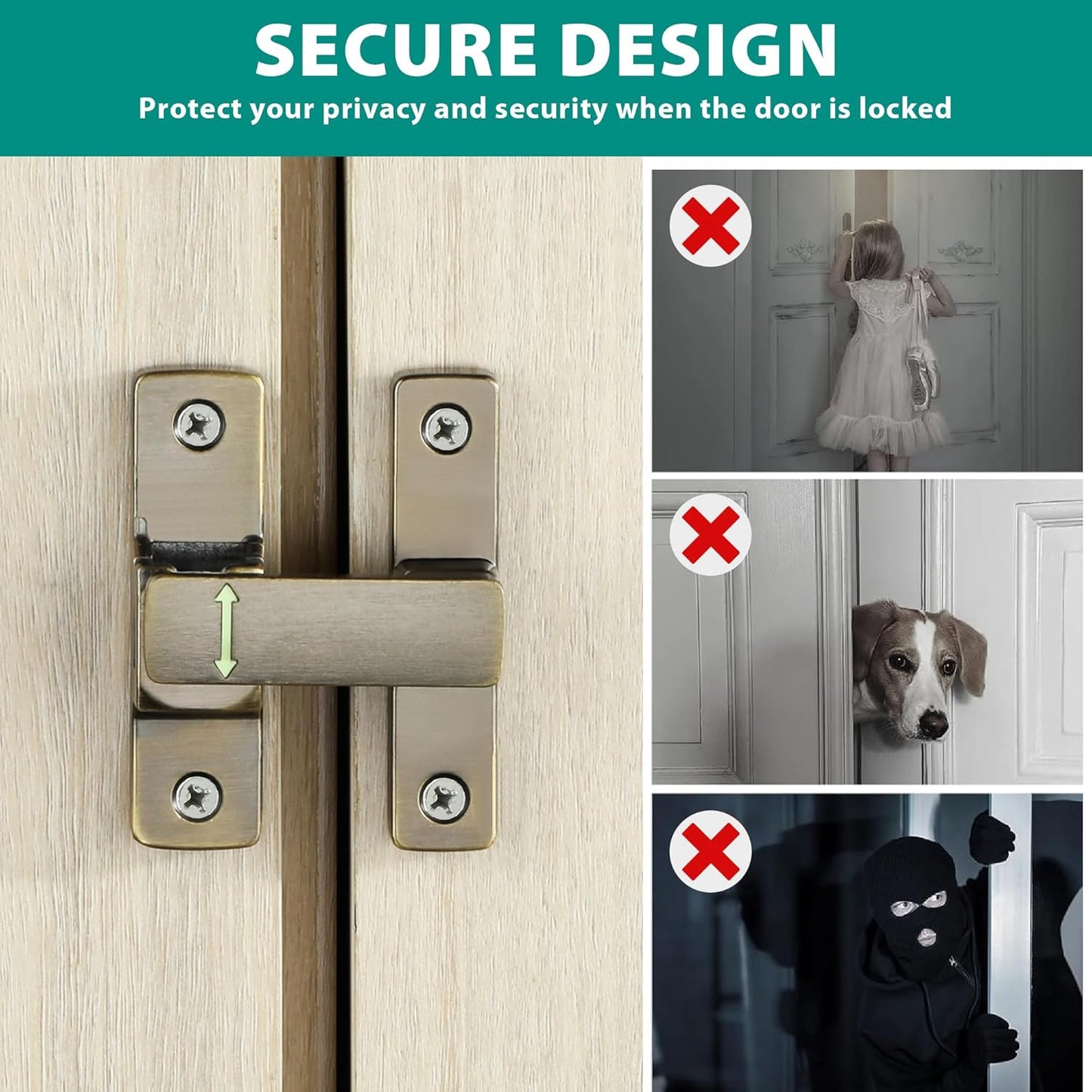 90/180 Degree Flip Latch Gate Latch, Heavy Duty Black Safety Door Lock Enhanced Security Flip Latch Lock Hardware for Interior Door Front Door Barn Garden Fence Window Bathroom Cabinet