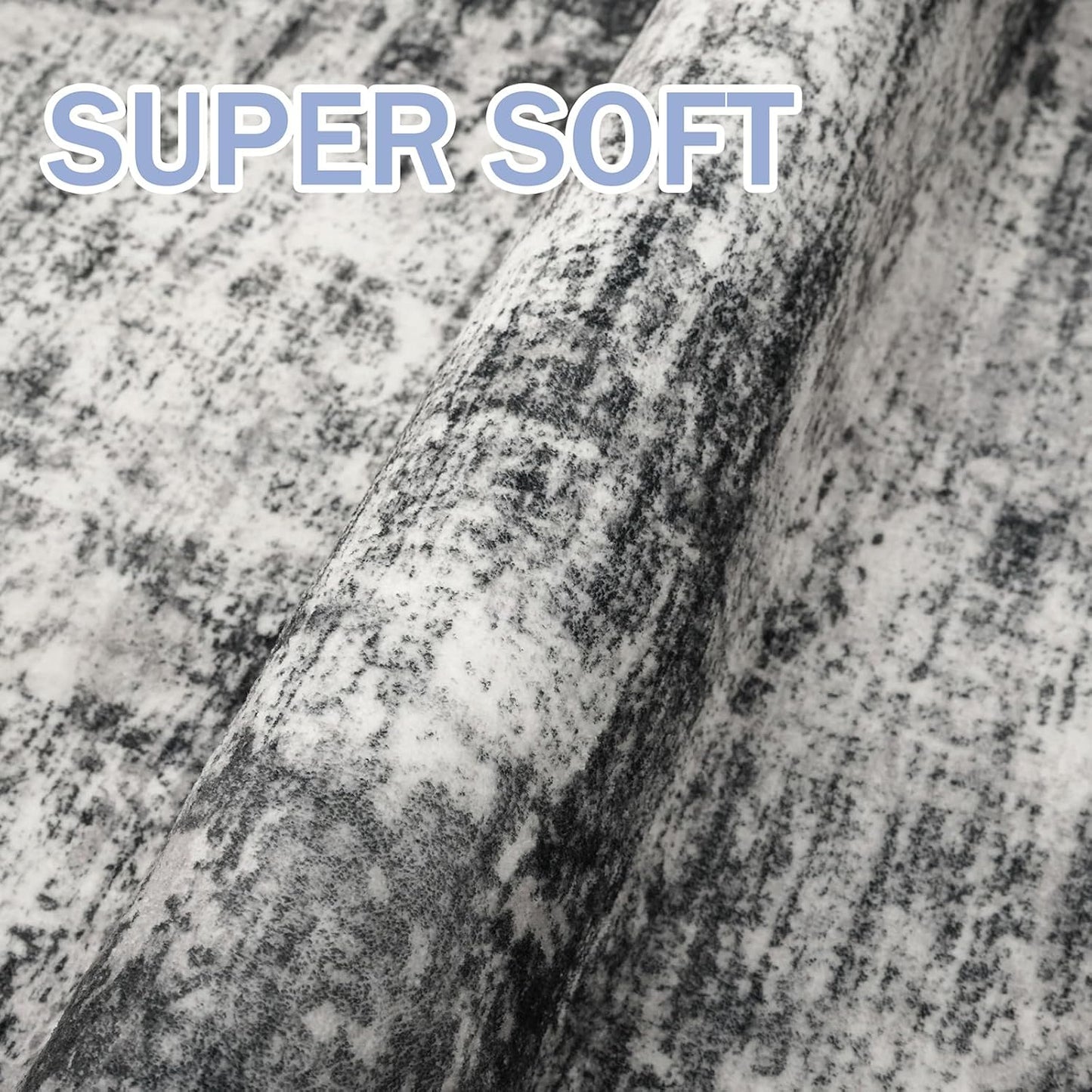 IOHOUZE Abstract Area Rugs 9x12 Ft Washable Large Rugs for Living Room, Non Slip Dining Room Rug, Printed Rugs for Bedroom, Floor Carpet for Office Nursery Playroom, Black Grey