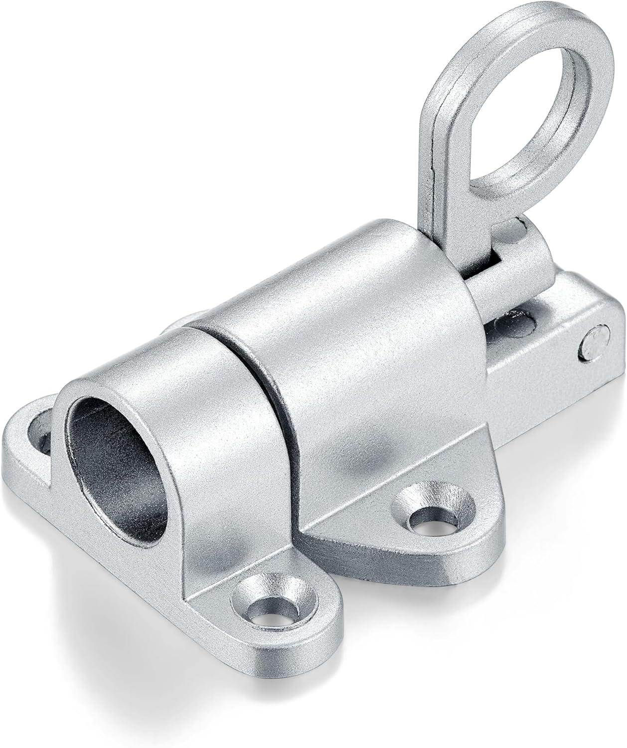 4 Packs Self-Closing Latches,Silver Gray Spring Door Lock,Resilient Bolt Latch Aluminum Alloy Safety Automatic Spring Barrel Slide Door Lock with Screws,Used for Gate,Window and Cabinet etc