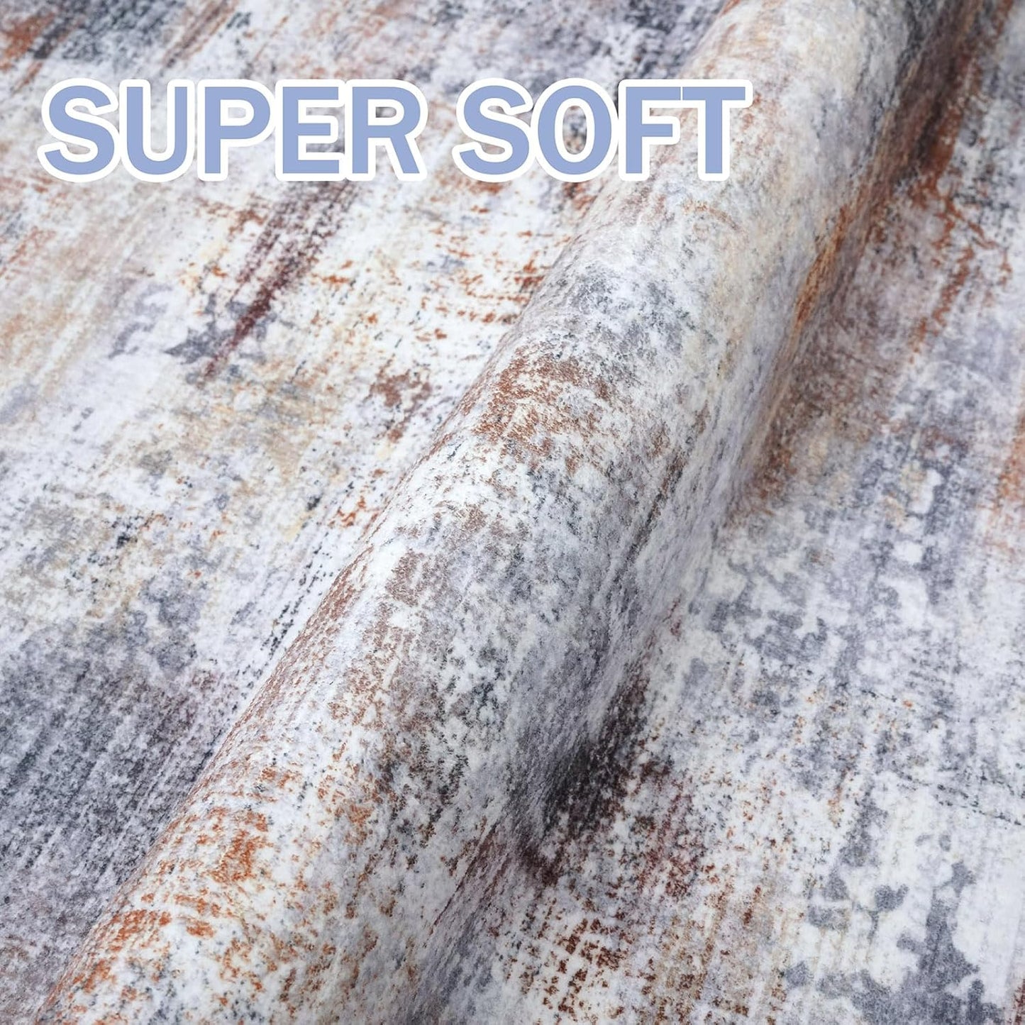 IOHOUZE Abstract Runner Rug 2x10 Ft Washable Runners for Hallways, Non Slip Kitchen Runner Printed Faux Wool Entryway Runner Indoor, Modern Abstract Floor Carpet for Hall Kitchen, Orange Grey