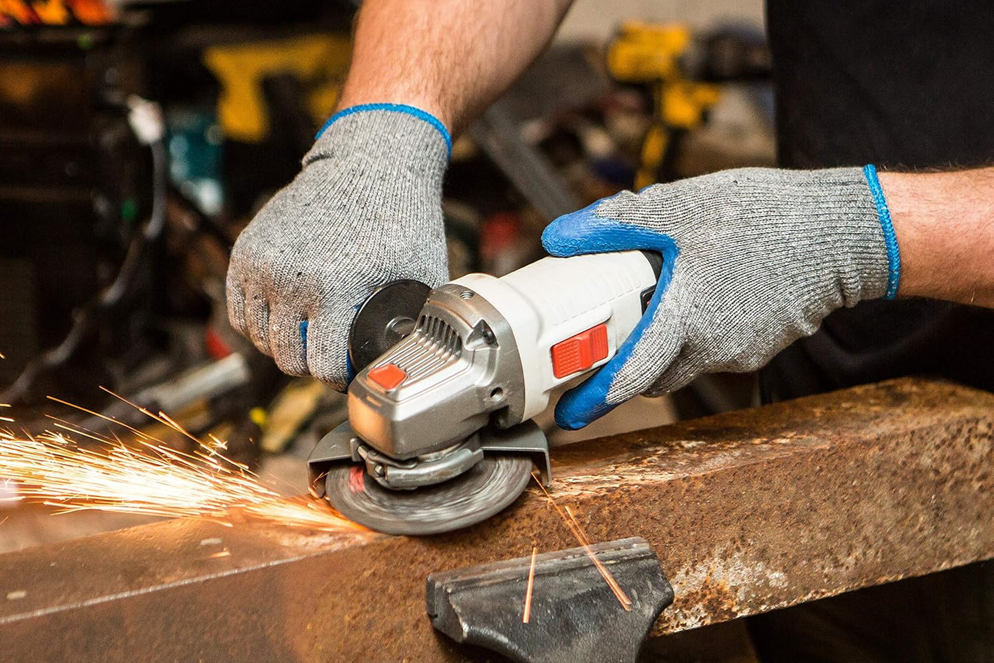 G & F Products - 3100S-10 120 Pairs Small Rubber Latex Double Coated Work Gloves for Construction, gardening gloves, heavy duty Cotton Blend Blue