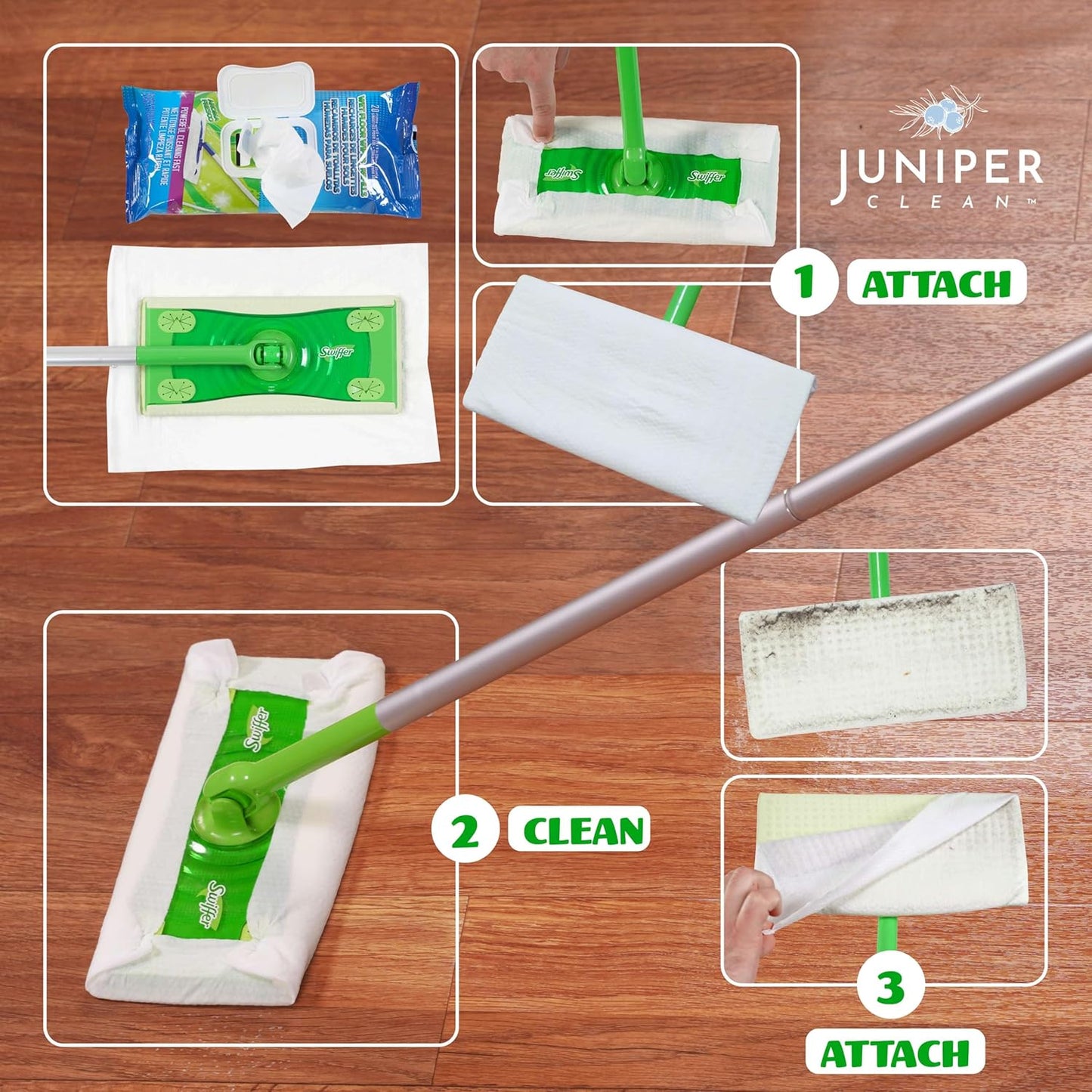 Wet Floor Wipes, Multi Surface Floor Cleaner Wet Mop Pads Fit Swiffer Sweeper Mop, Fresh Scent & Plant-Based Textured Cloth Trap Absorb Dirt, 20 Count (Pack of 1)