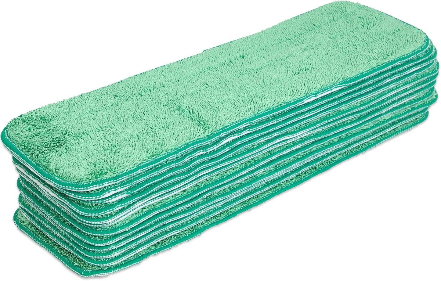 Arkwright Spray Mop Replacement Pads - (Pack of 12) Bulk Microfiber Flat Dry and Wet Refill Mop Pads Floor Cleaning, Compatible with Bona and Rubbermaid, Fits All Mop Heads, 18 in, Green