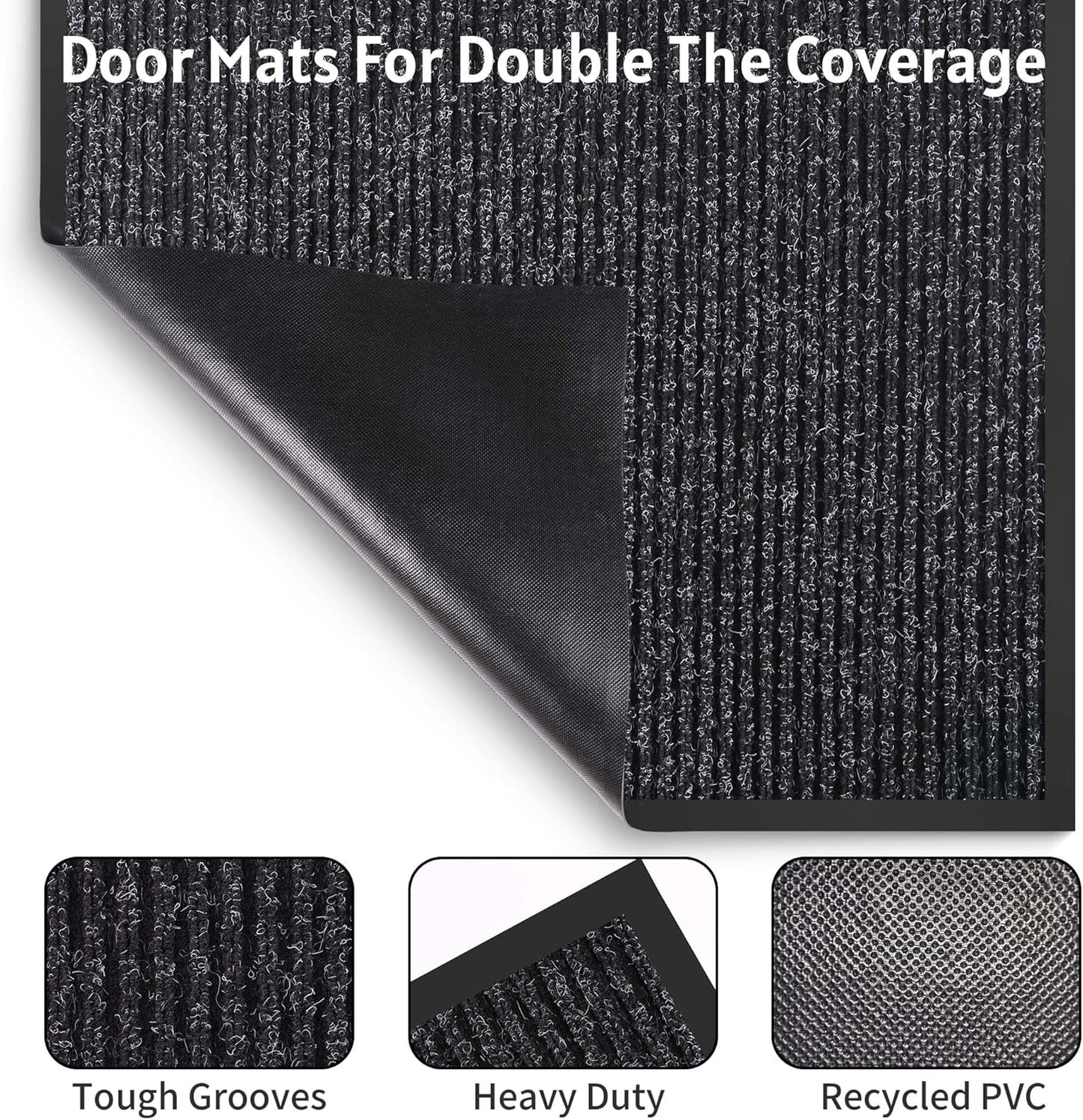 Front Door Mat Indoor Outdoor Entrance, 48" x 72" Dirt Resistant and Absorbent Door Mat, TPR Backing Non-Slip Doormats, Easy to Clean, Low Profile Welcome Floor Mat for Outside Entry