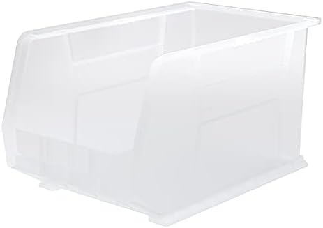 Akro-Mils 30260 AkroBins Plastic Storage Bins, Space-Saving Stackable Bins for Garage, Pantry, Craft Organization, 18" x 11" x 10", Clear, 6-Pack