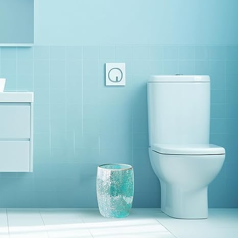 Escenzy Modern Bathroom Trash Can Mosaic Glass 5L | 7" x 10" | Decorative Small Garbage Can | Luxury Waste Basket for Restroom, Office, Bedroom & Kitchen | Shiny Turquoise Green Bathroom Accessories