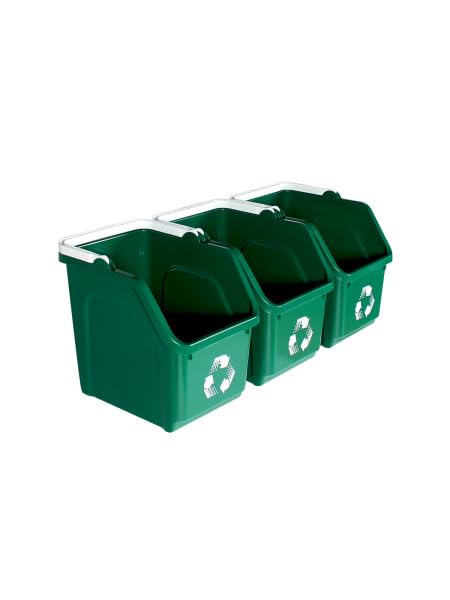 6 Gallon Stackable Recycling Bins for Homes, Garages, Offices Made of 100% Recycled Plastic - (Green, 20 Pack)