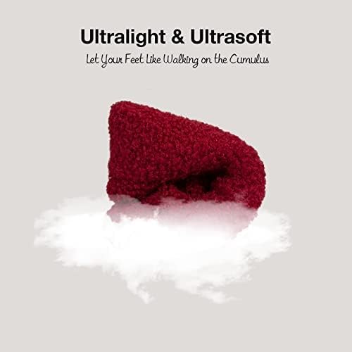 HomeTop Women's Fuzzy Curly Fur Memory Foam Loafer Slippers with Polar Fleece Lining