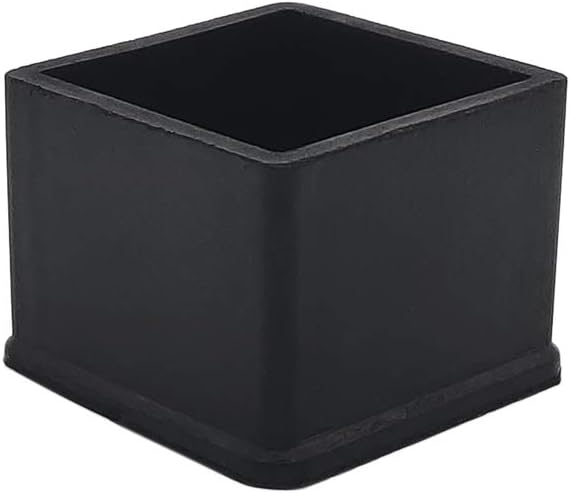 Flyshop Non-Slip Thick Rubber Leg Tips Floor Protectors Square Chair Leg Caps 20pcs, Black, 35 mm x 35 mm, 1-3/8" x 1-3/8"