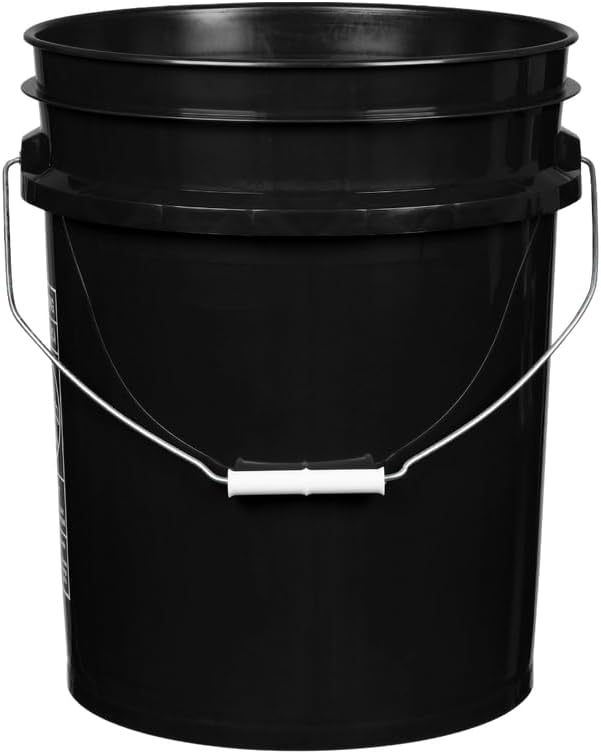 House Naturals 5 Gallon Premium HPDE Plastic Bucket - Made in USA Food Grade Storage Container, BPA Free All Purpose Pail (4, Black)